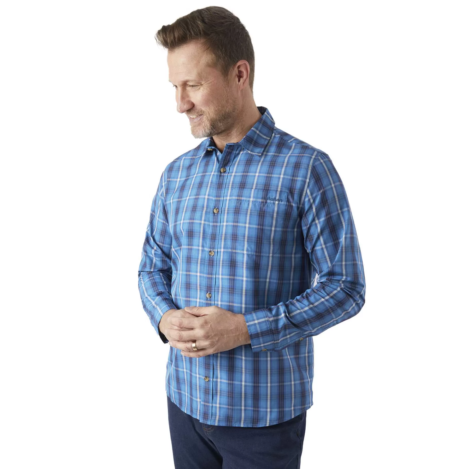 Flash Sale Rohan Men'S Coast Long Sleeve Shirt Island Blue Check