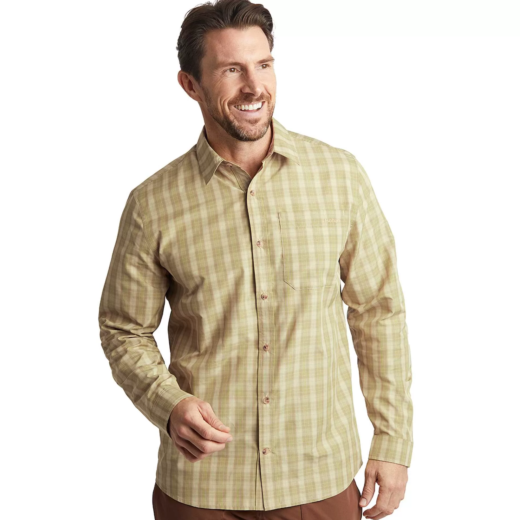 Cheap Rohan Men'S Coast Long Sleeve Shirt Stone/Citrus Check