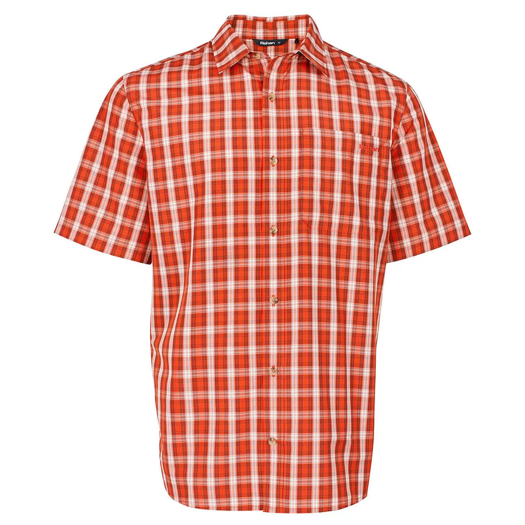 Shop Rohan Men'S Coast Short Sleeve Shirt Solar Orange/Auburn Check