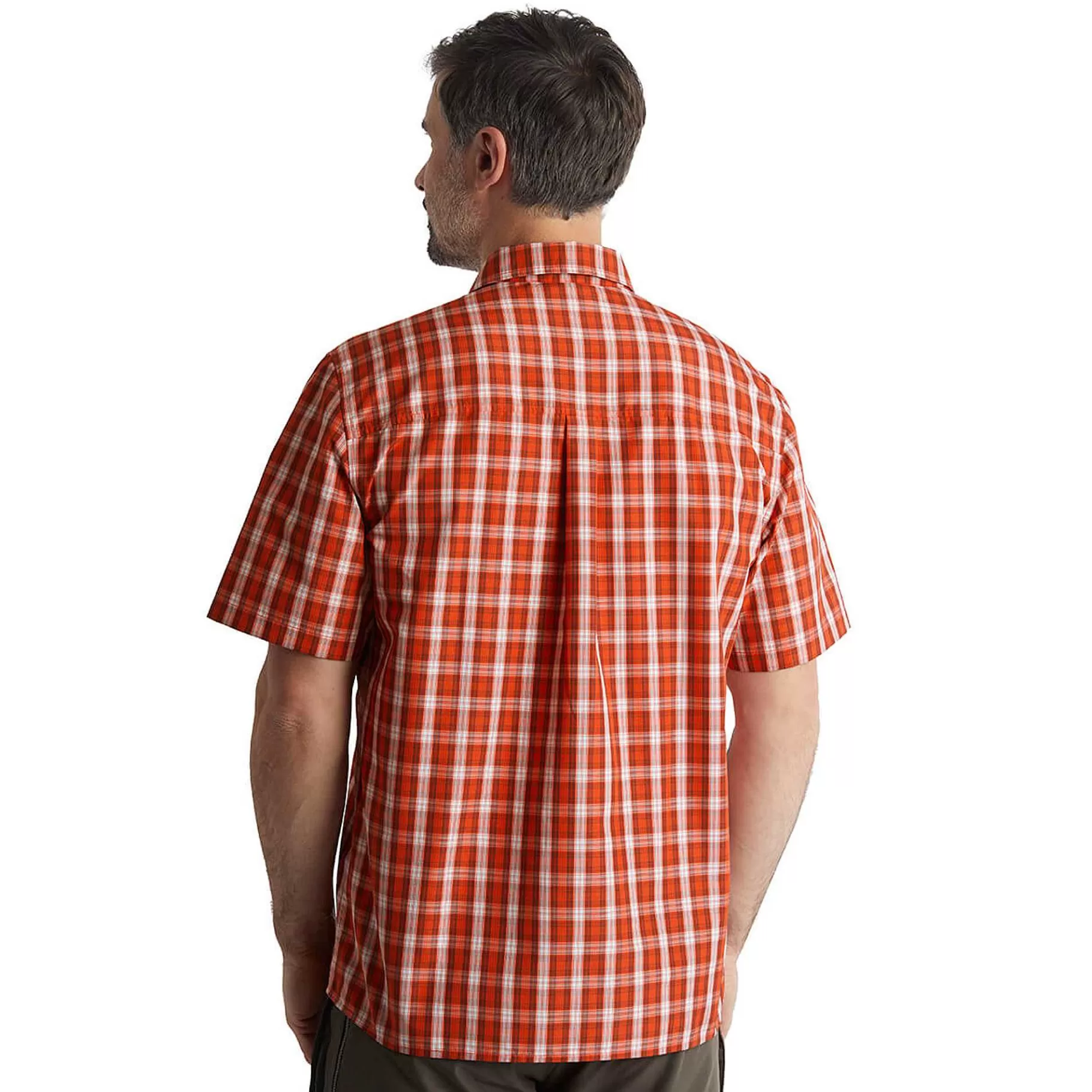 Shop Rohan Men'S Coast Short Sleeve Shirt Solar Orange/Auburn Check