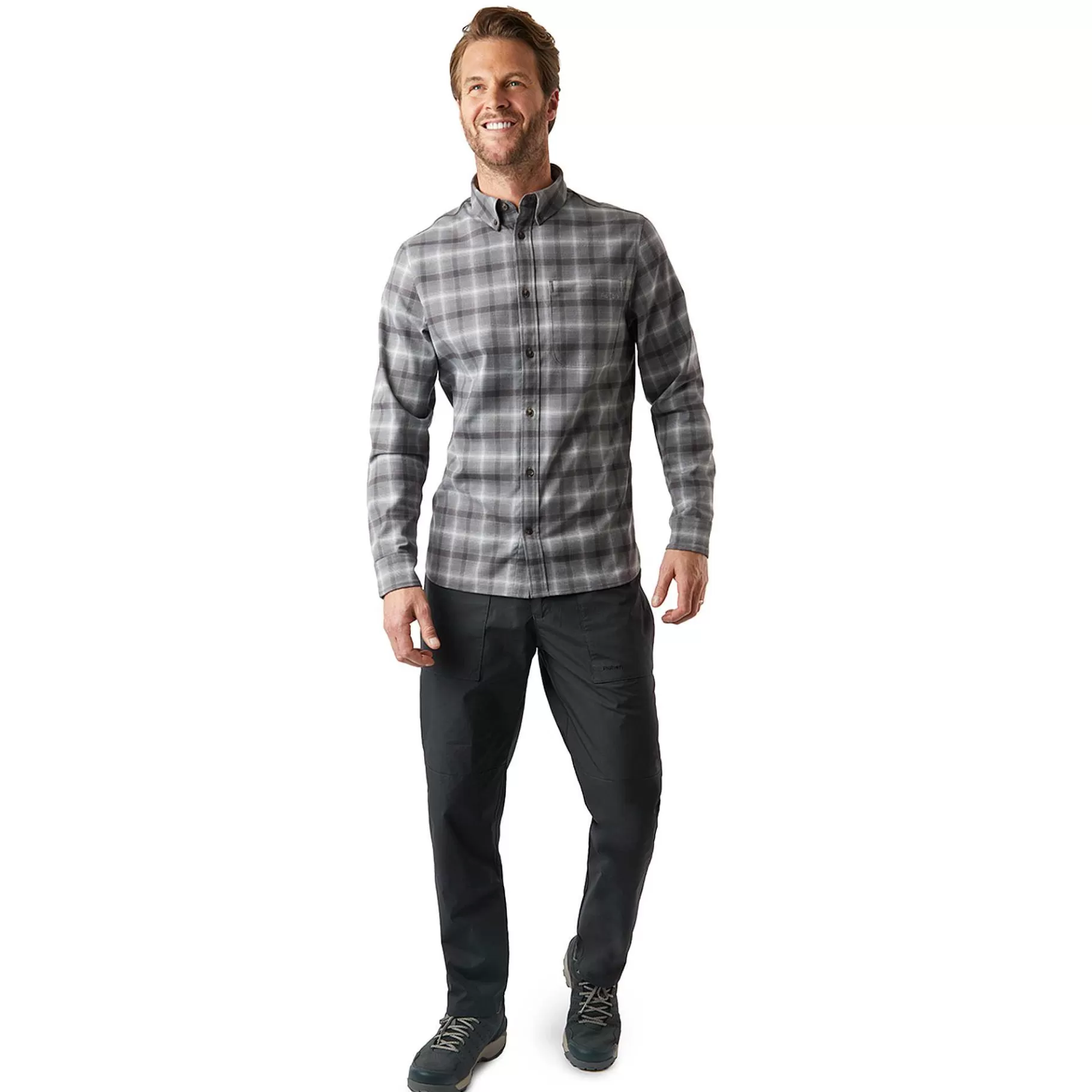 Sale Rohan Men'S Dover Long Sleeve Shirt Grey Rock Check