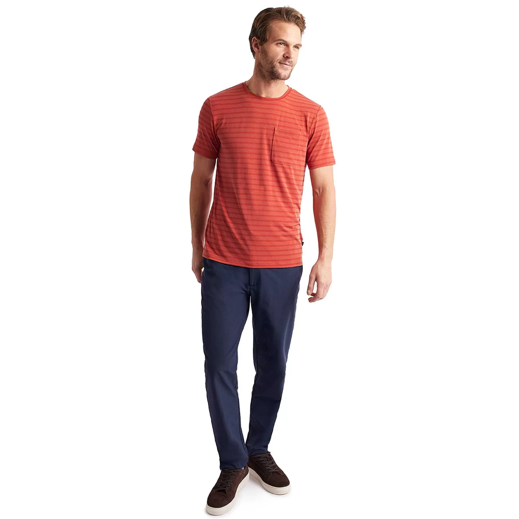 Store Rohan Men'S Harbour Short Sleeve T-Shirt Coast Red Marl Stripe