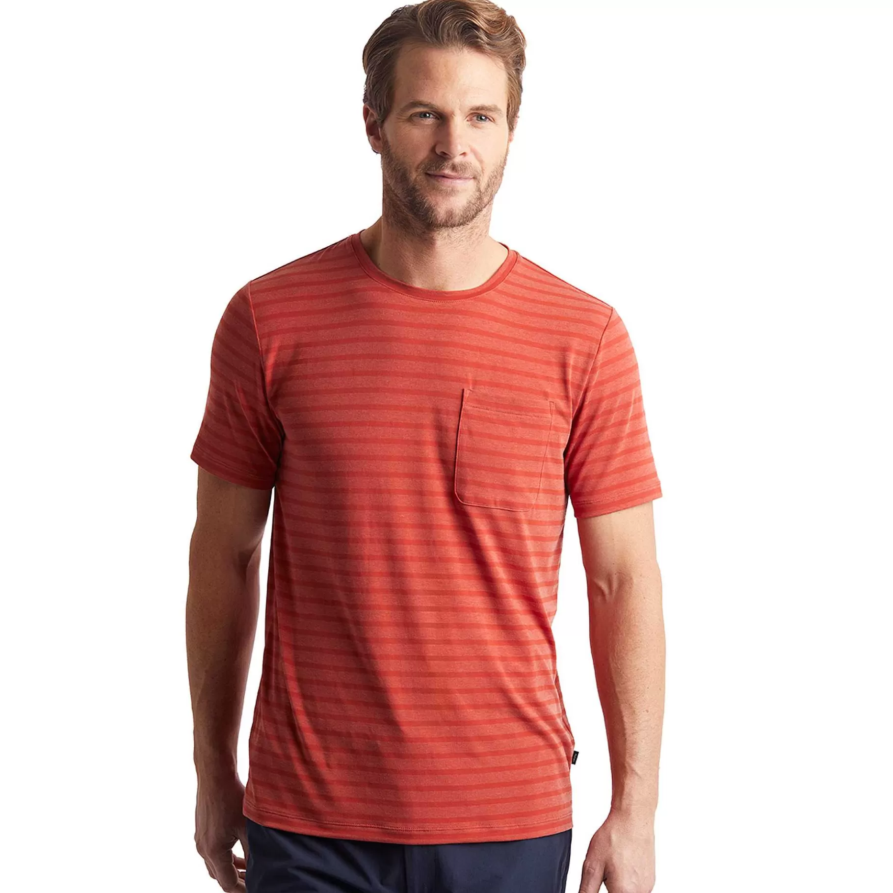 Store Rohan Men'S Harbour Short Sleeve T-Shirt Coast Red Marl Stripe