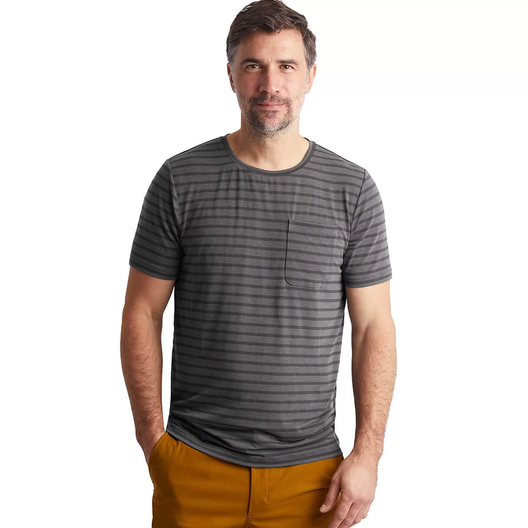 Fashion Rohan Men'S Harbour Short Sleeve T-Shirt Stormy Grey Marl Stripe