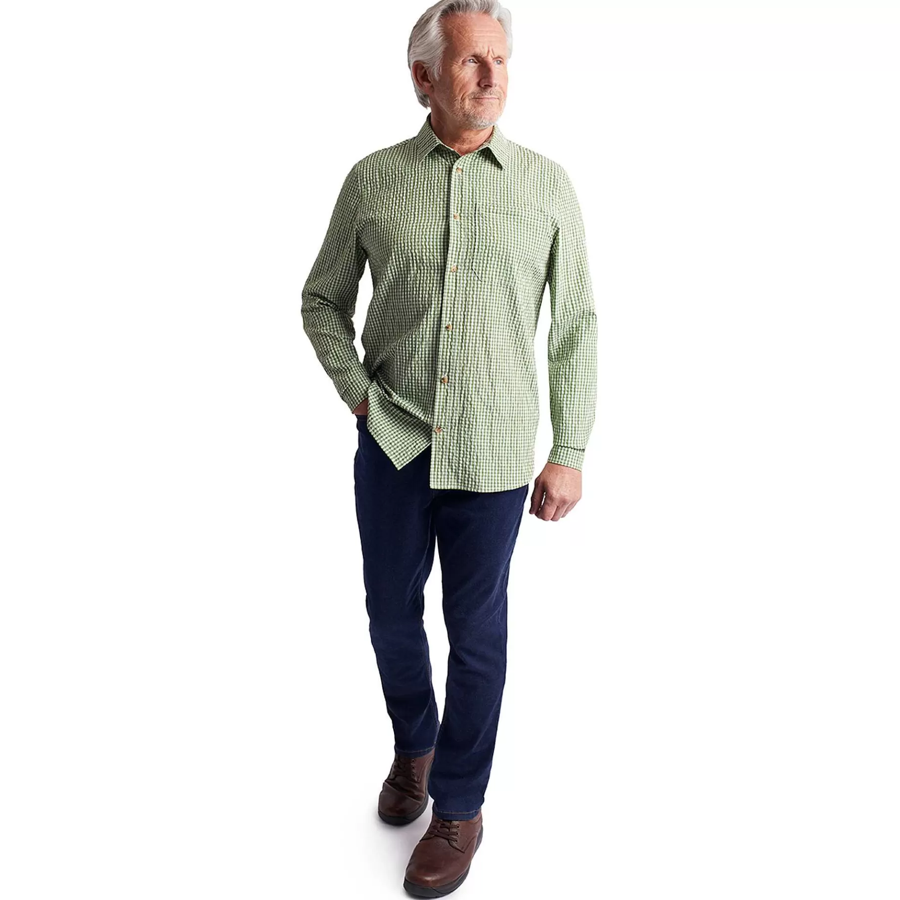 Cheap Rohan Men'S Isle Long Sleeve Shirt Alpine Green Gingham