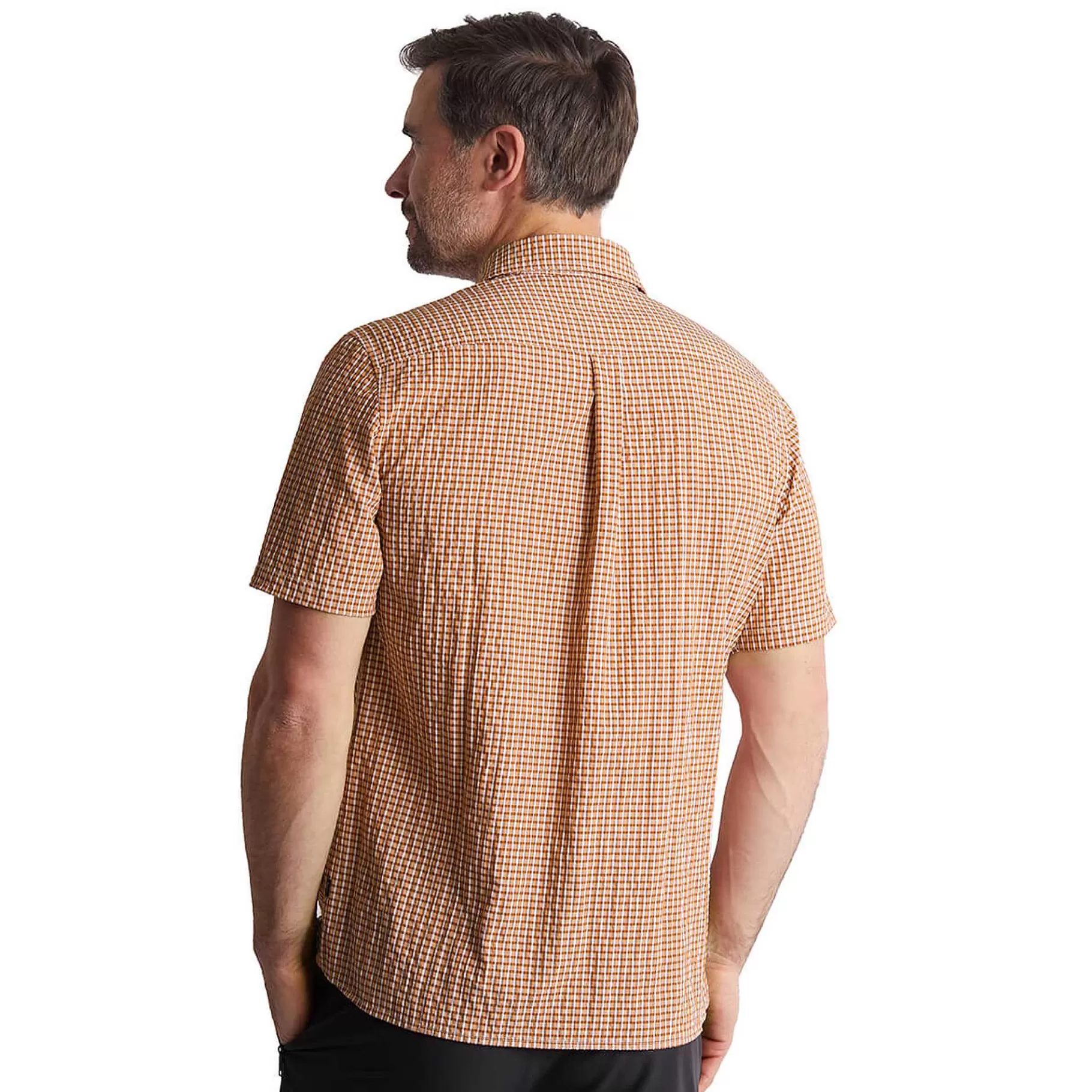 Online Rohan Men'S Isle Short Sleeve Shirt Sunset Orange Gingham