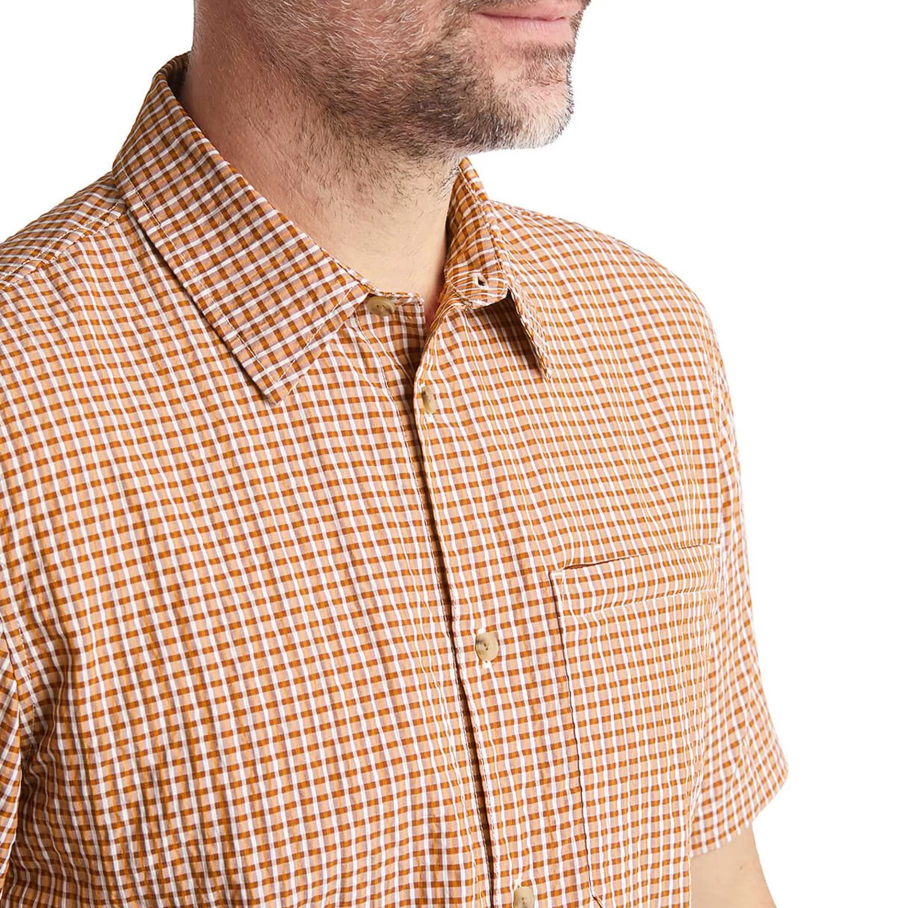Online Rohan Men'S Isle Short Sleeve Shirt Sunset Orange Gingham