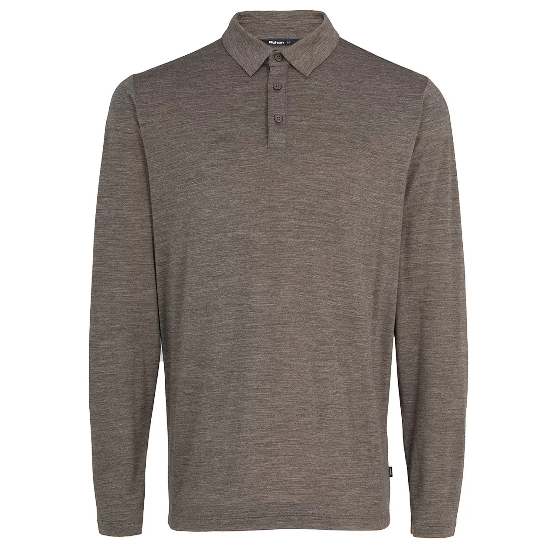 Flash Sale Rohan Men'S Merino Cool Long Sleeve Polo Dark Olive Brown Marl