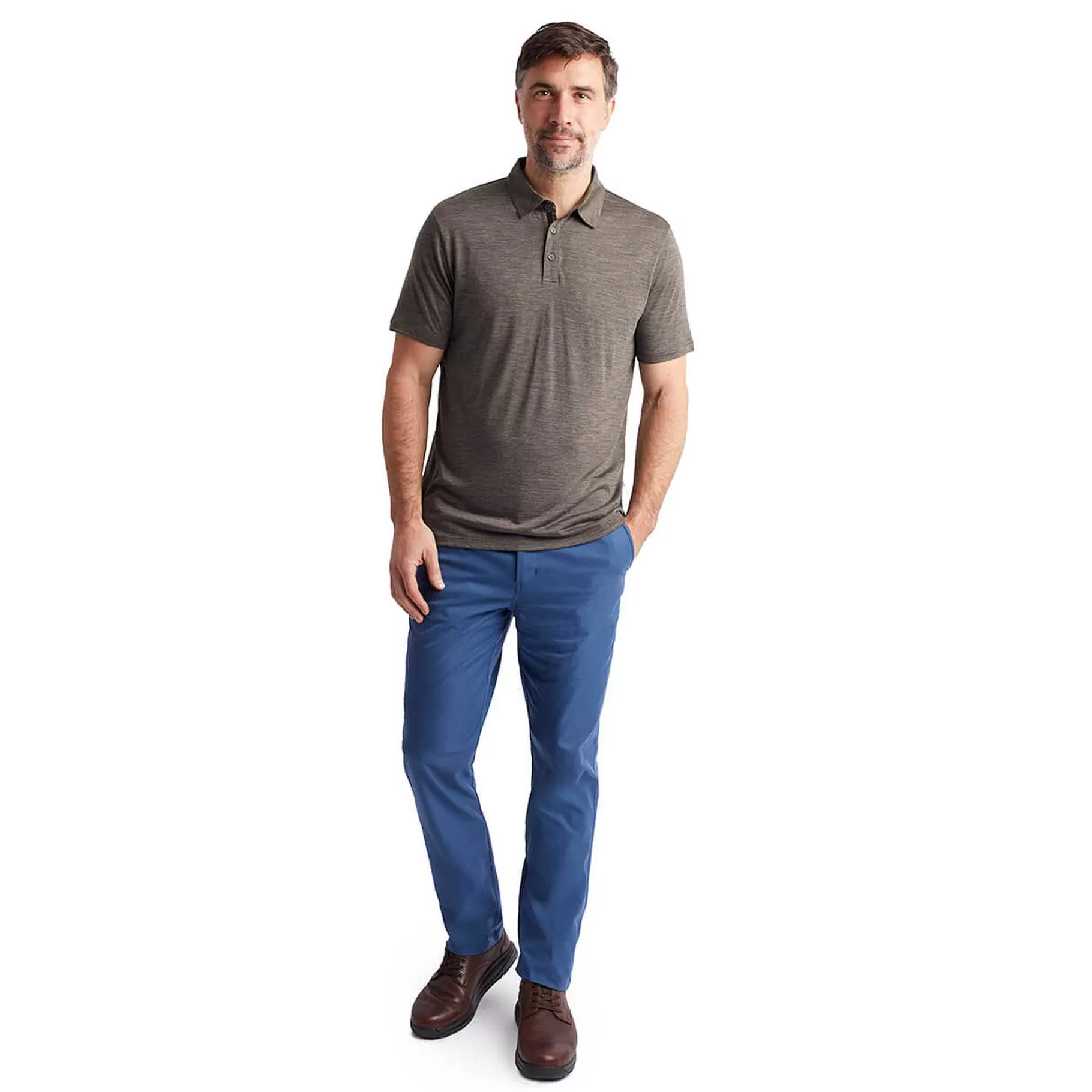 Discount Rohan Men'S Merino Cool Short Sleeve Polo Dark Olive Brown Marl