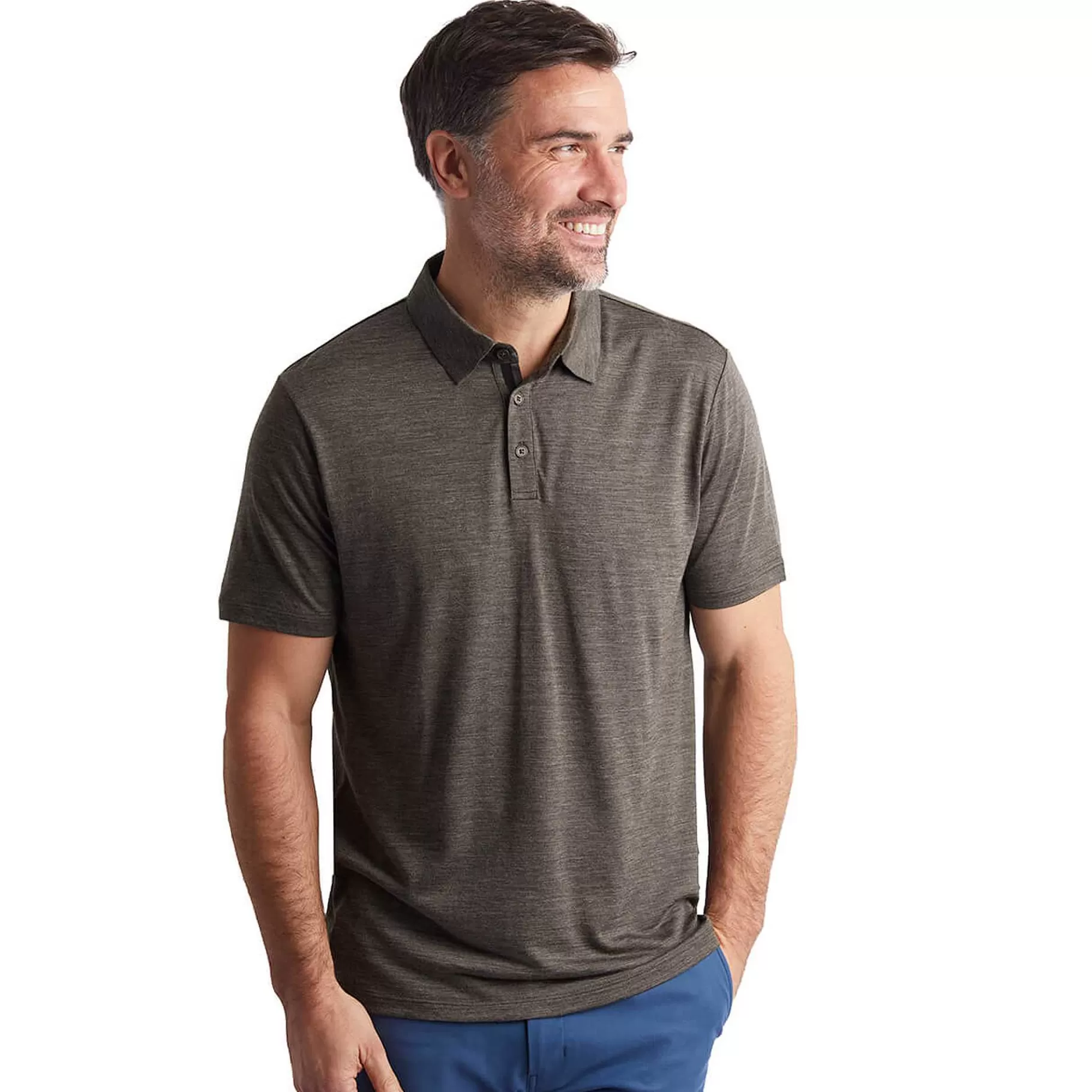 Discount Rohan Men'S Merino Cool Short Sleeve Polo Dark Olive Brown Marl