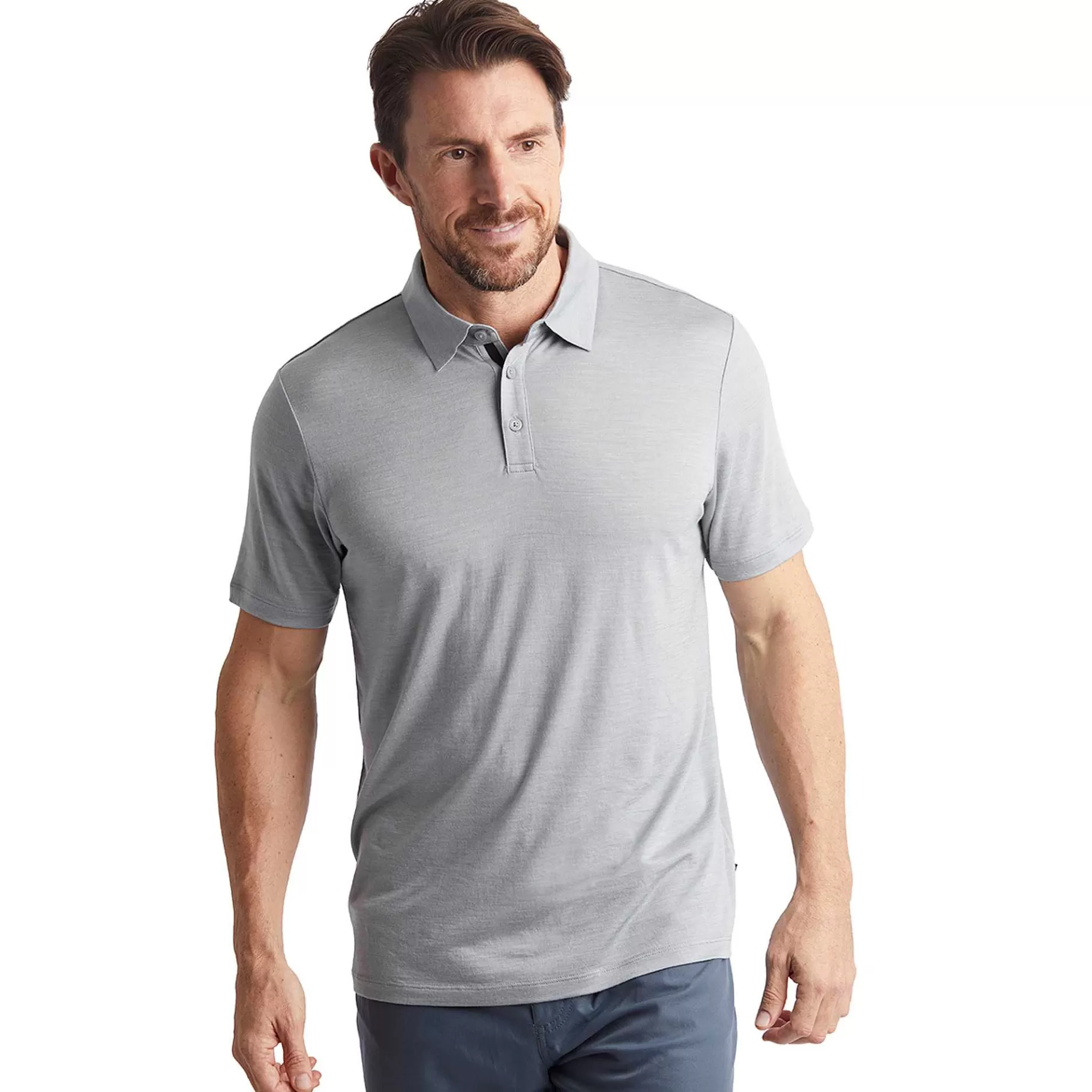 Sale Rohan Men'S Merino Cool Short Sleeve Polo Haze Grey Marl