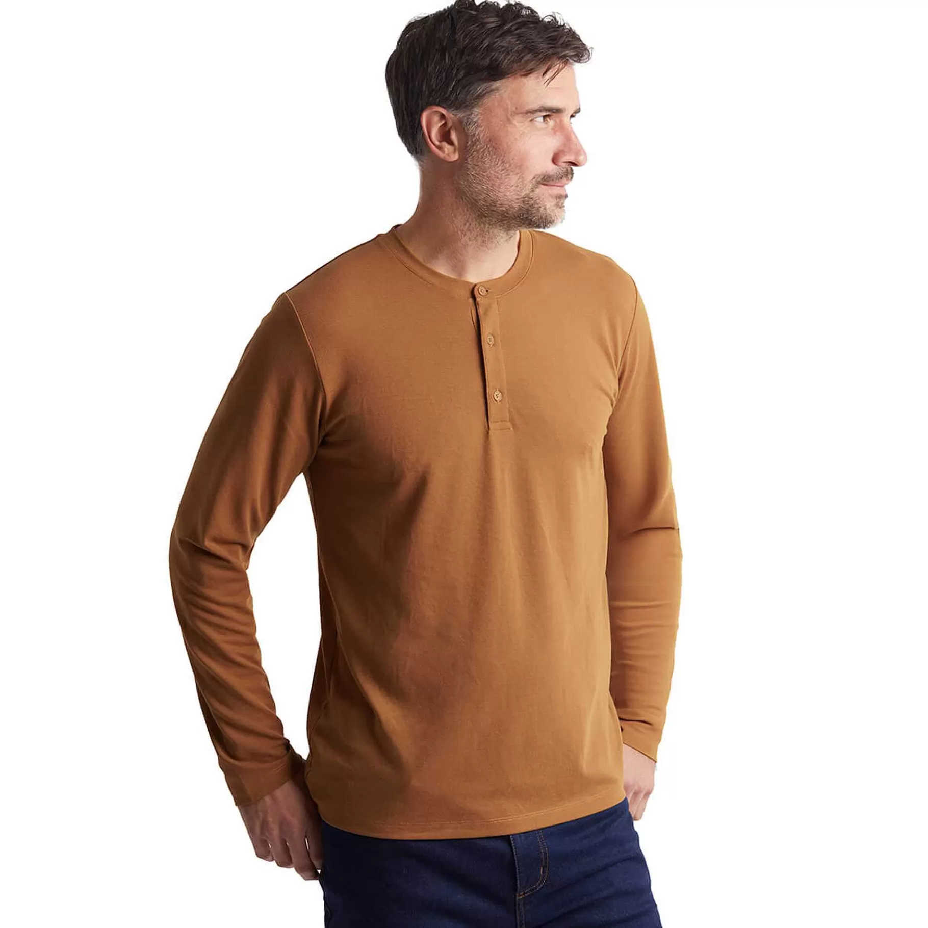 Hot Rohan Men'S Newlyn Henley Long Sleeve Top Desert Ochre