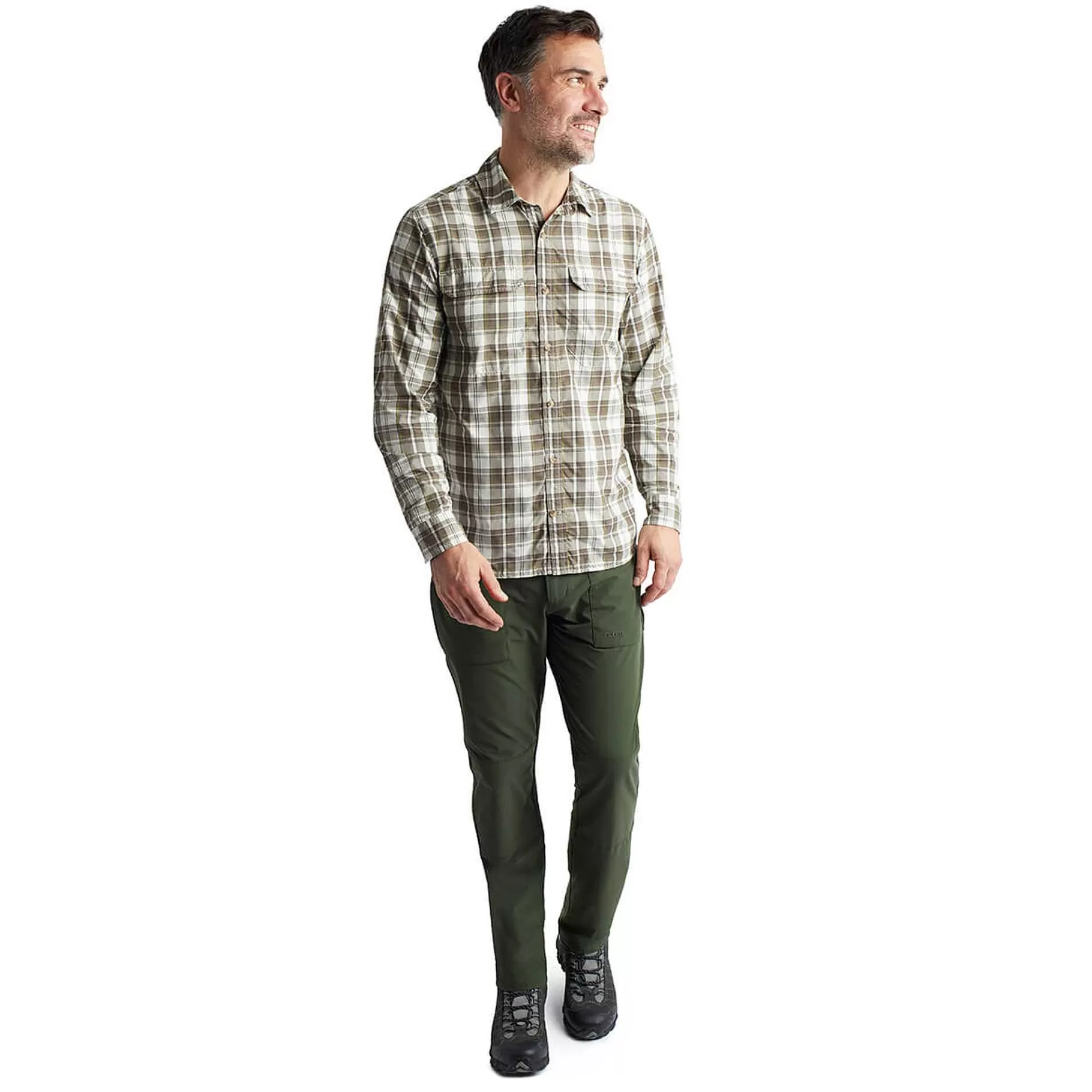 Cheap Rohan Men'S Pennine Long Sleeve Shirt Ecru/Dark Olive Check