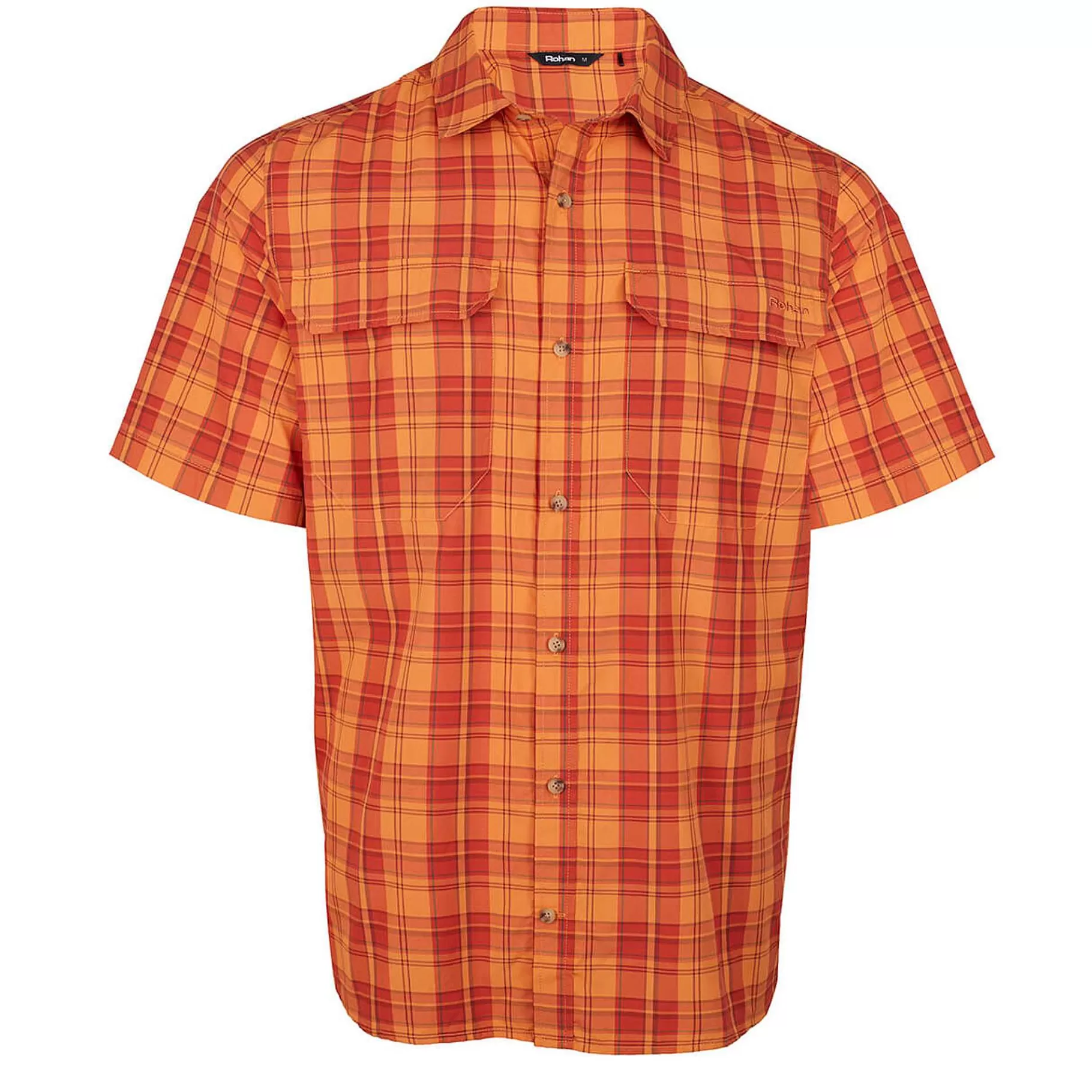 Outlet Rohan Men'S Pennine Short Sleeve Shirt Sunset Orange/Red Check