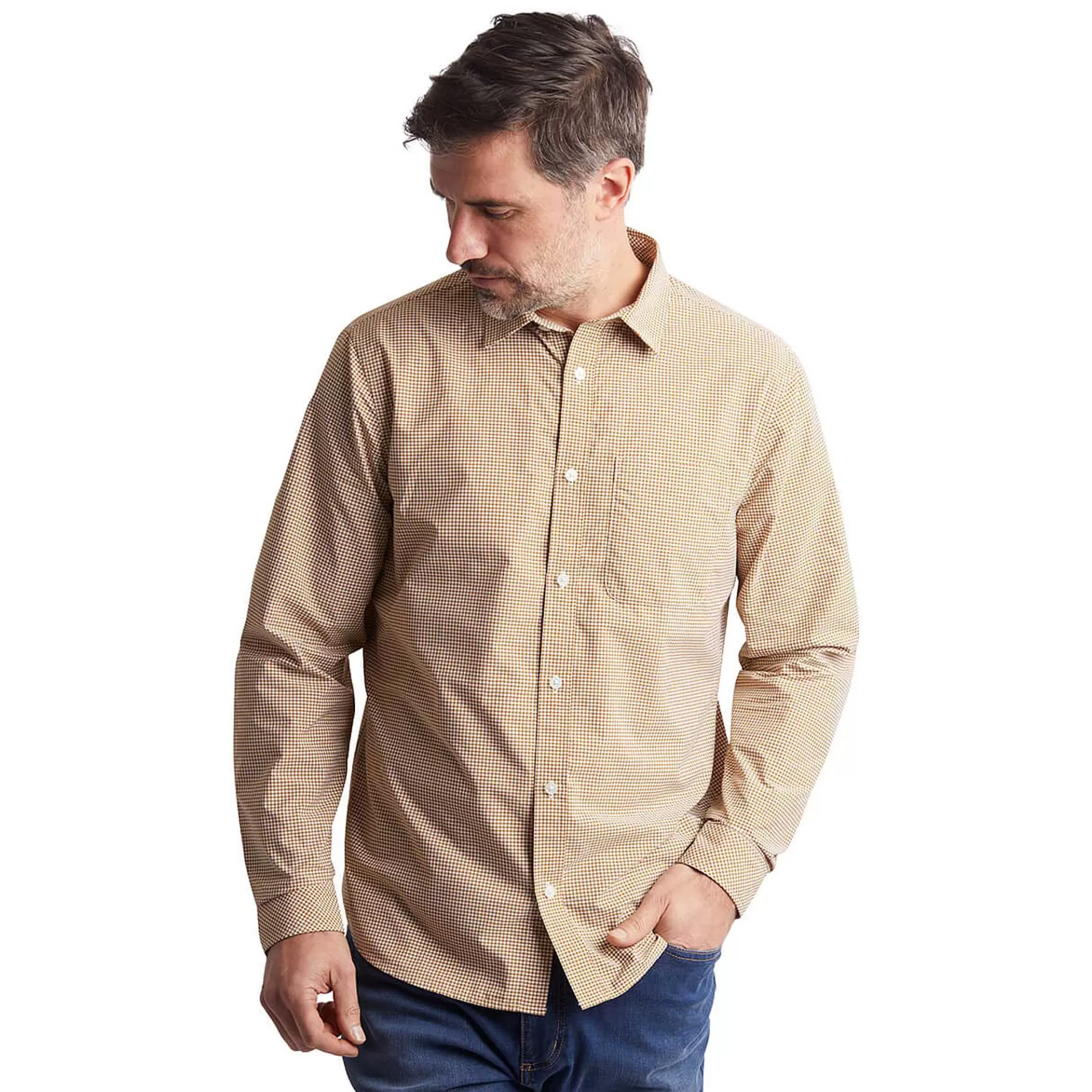 Flash Sale Rohan Men'S Portland Long Sleeve Shirt Desert Ochre Gingham