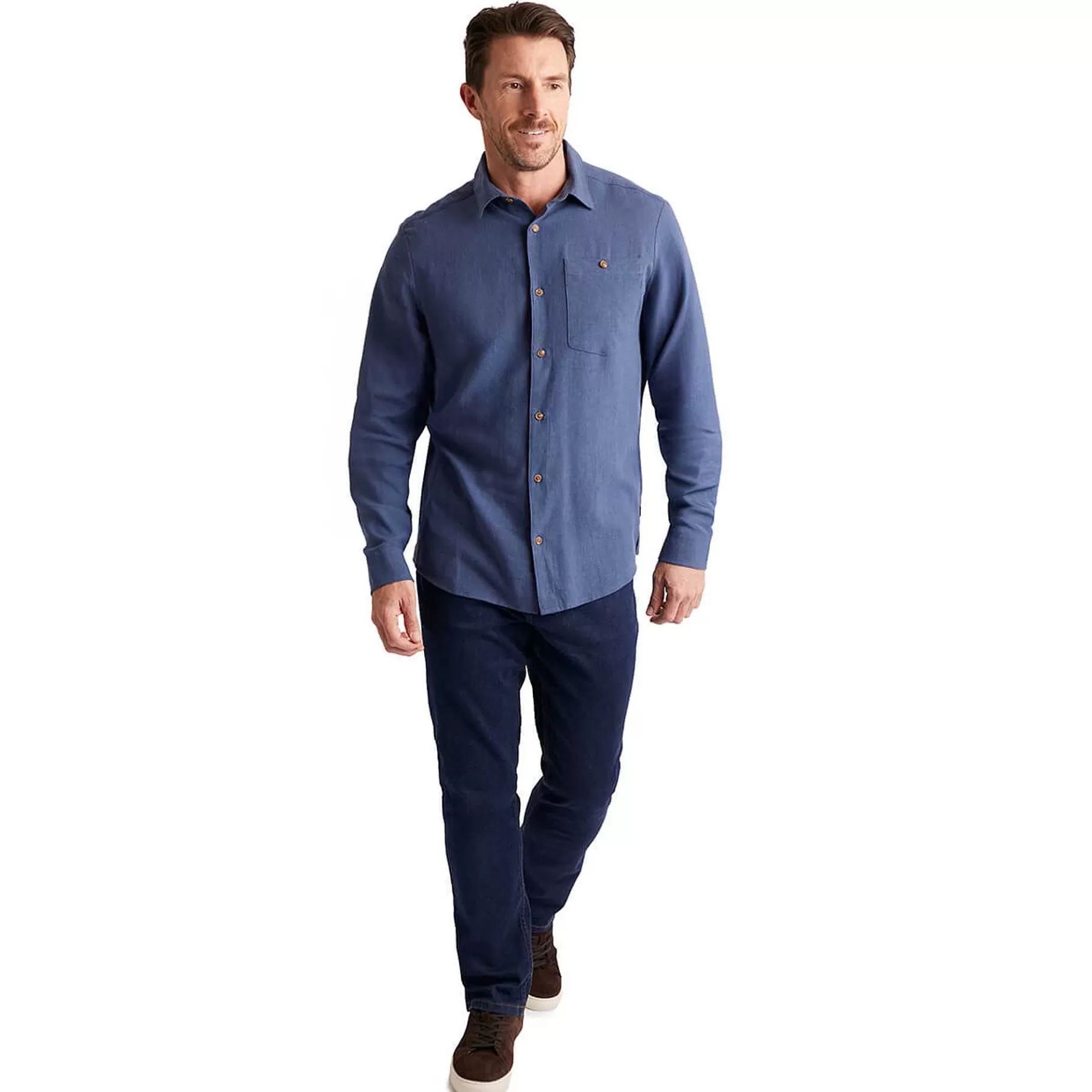 Online Rohan Men'S Porto Linen Long Sleeve Shirt Ocean Blue