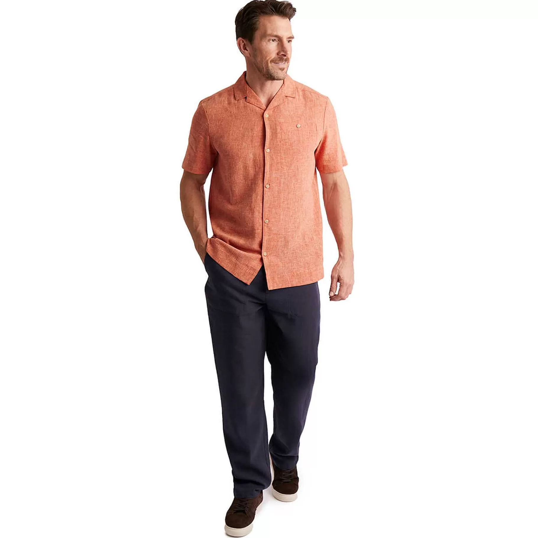 Cheap Rohan Men'S Porto Linen Short Sleeve Shirt Canyon Orange