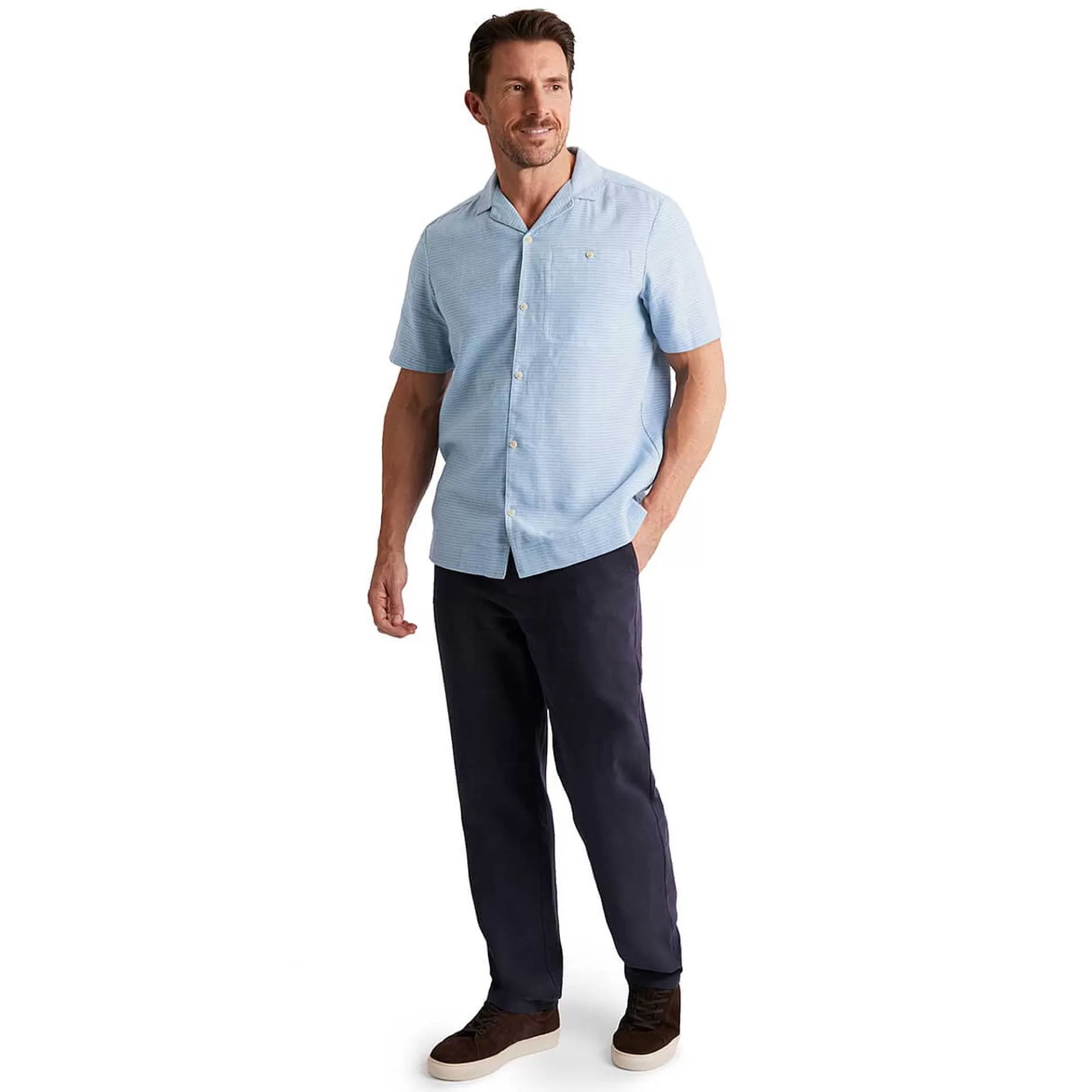 Cheap Rohan Men'S Porto Linen Short Sleeve Shirt Chambray Blue Stripe