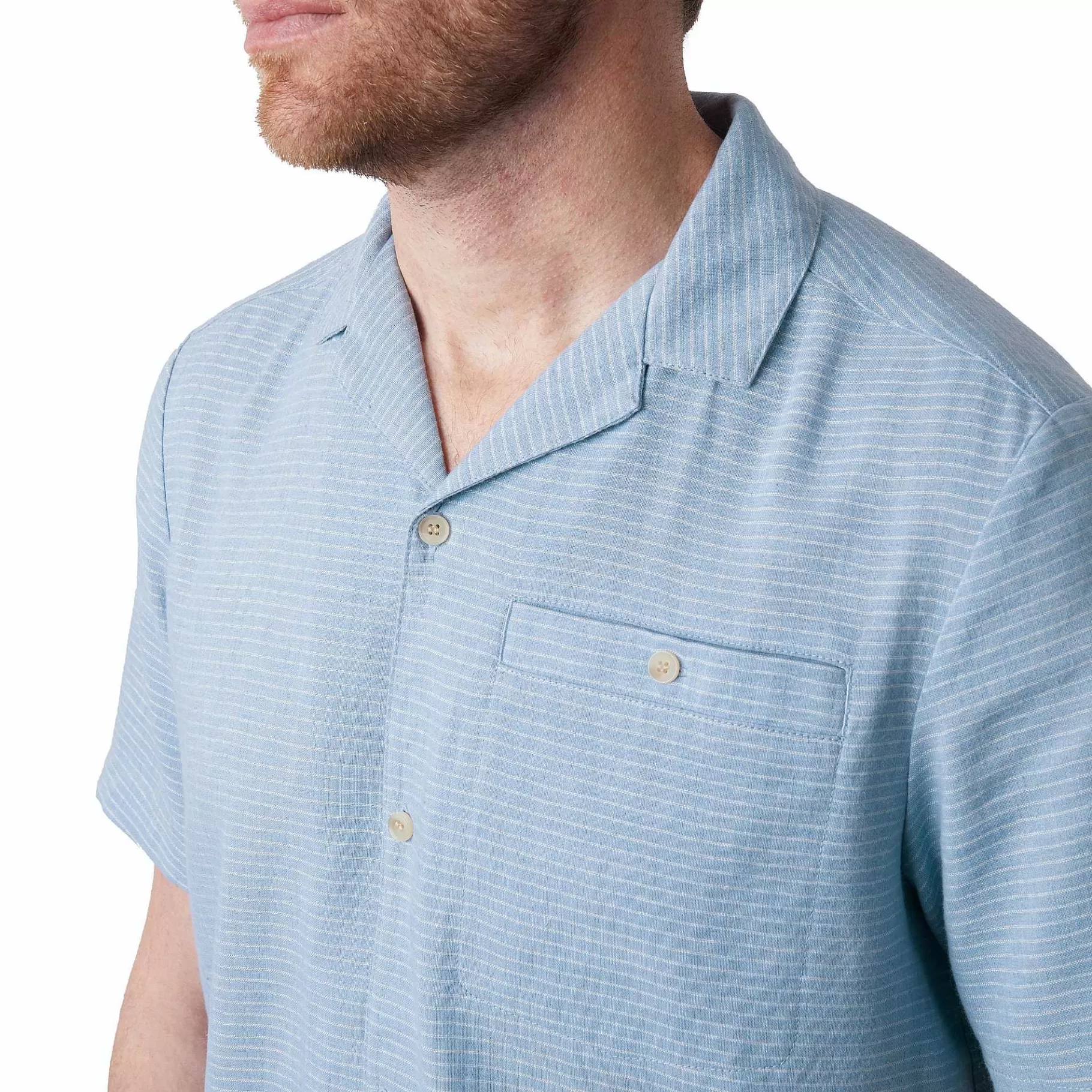 Cheap Rohan Men'S Porto Linen Short Sleeve Shirt Chambray Blue Stripe