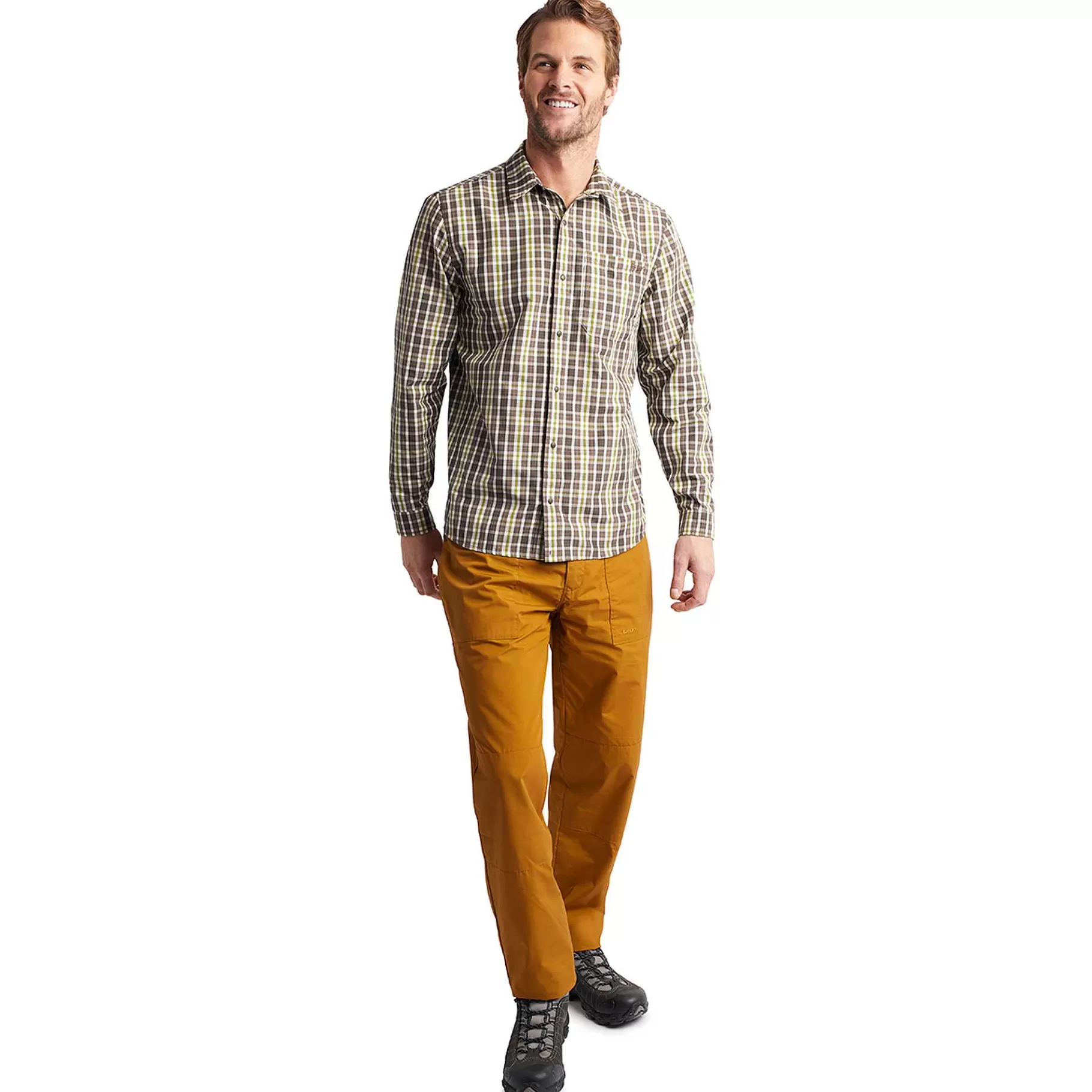 Fashion Rohan Men'S Portreath Long Sleeve Shirt Dark Olive Brown Check