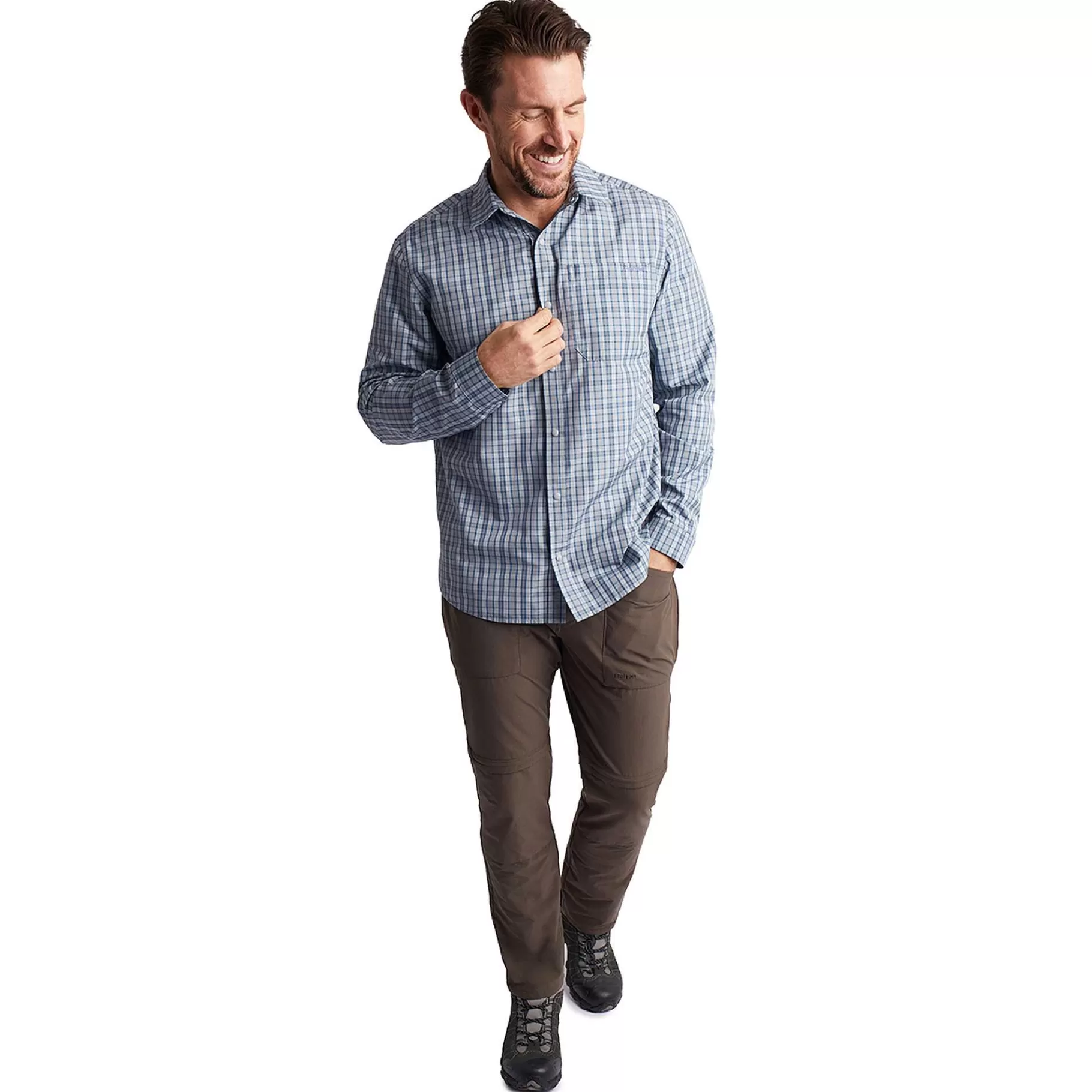 Clearance Rohan Men'S Portreath Long Sleeve Shirt Shadow Blue Check