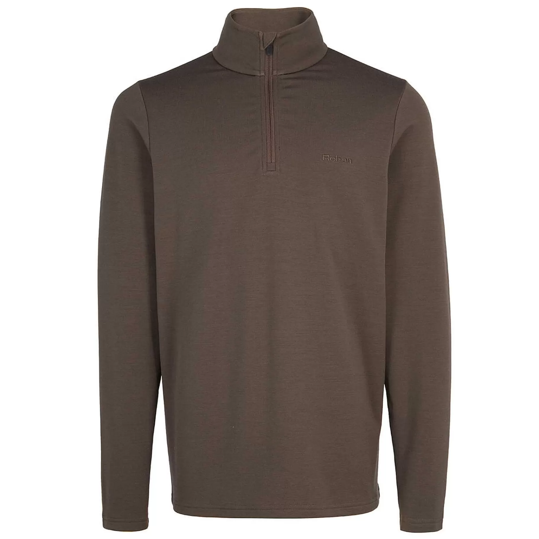 Best Sale Rohan Men'S Radiant Merino Zip Neck Top Dark Olive Brown