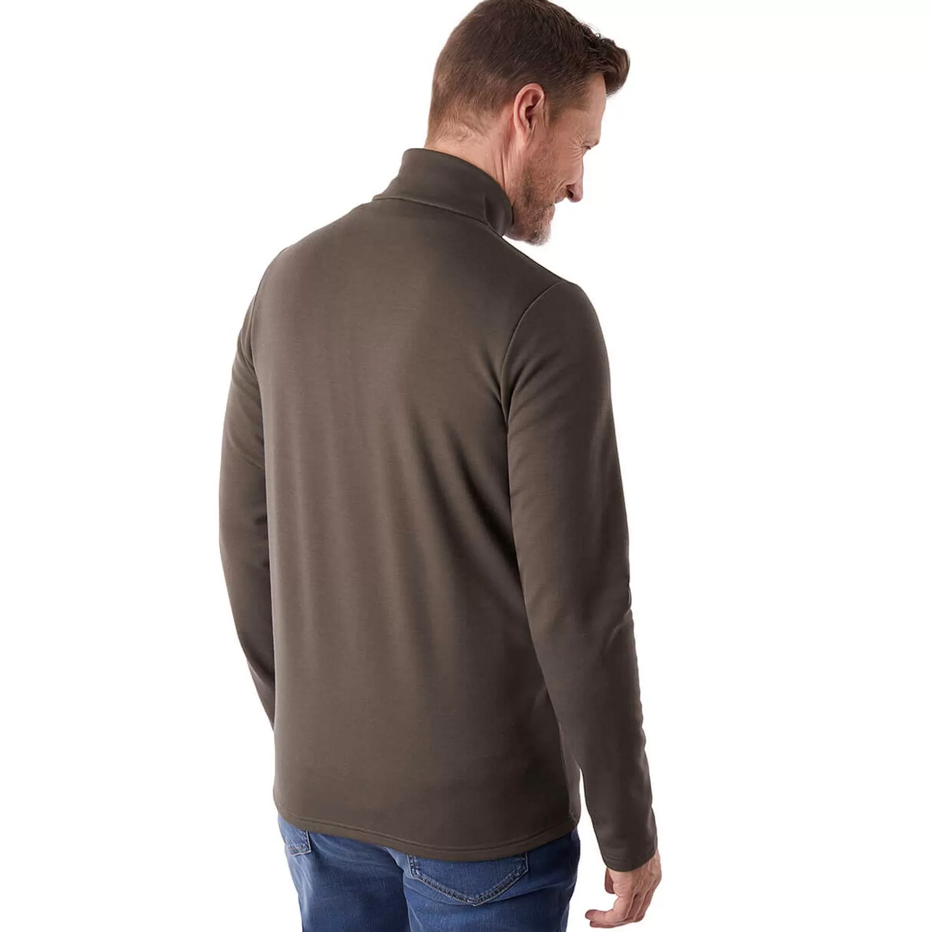 Best Sale Rohan Men'S Radiant Merino Zip Neck Top Dark Olive Brown