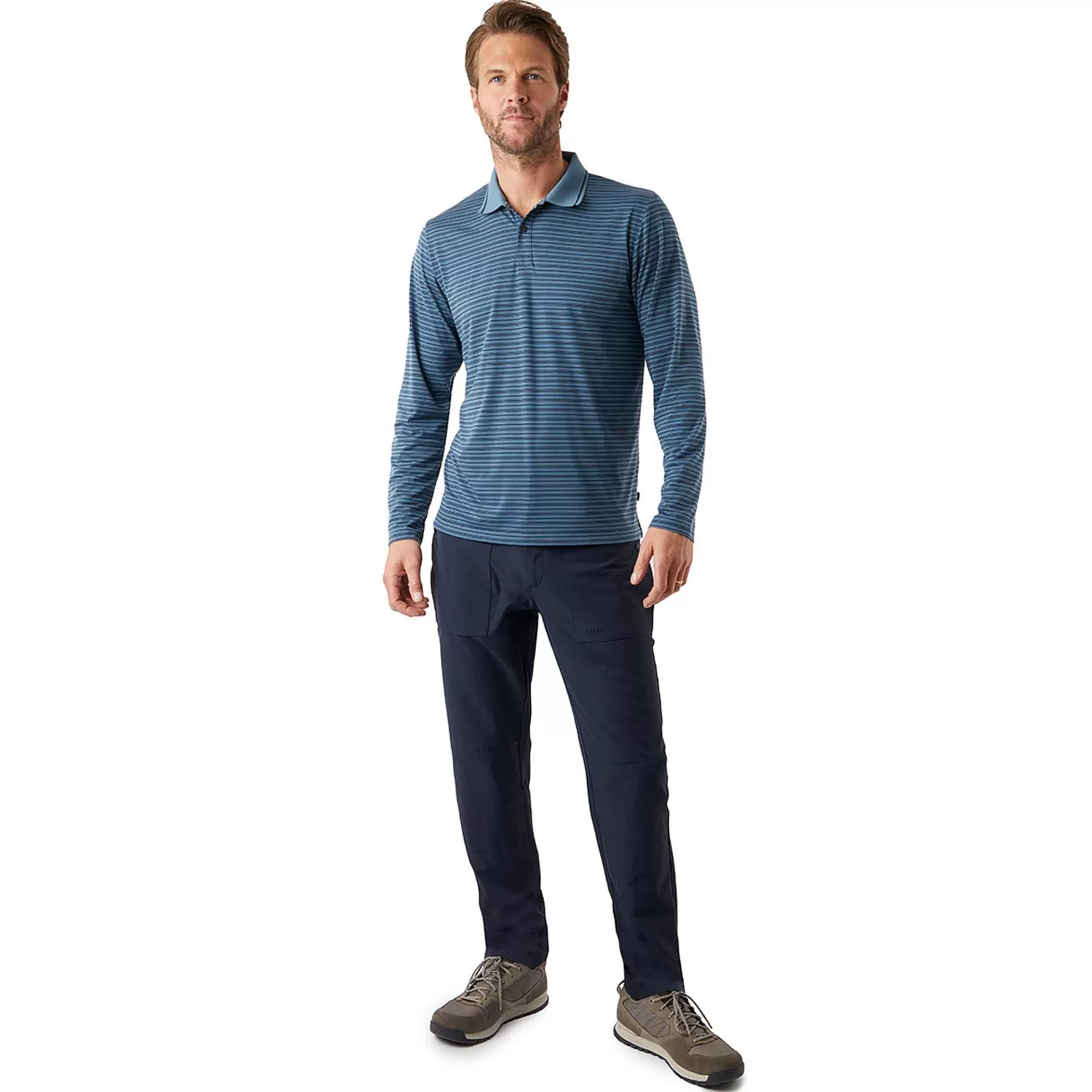 Store Rohan Men'S Shoreline Long Sleeve Polo Shadow Blue/Navy Stripe