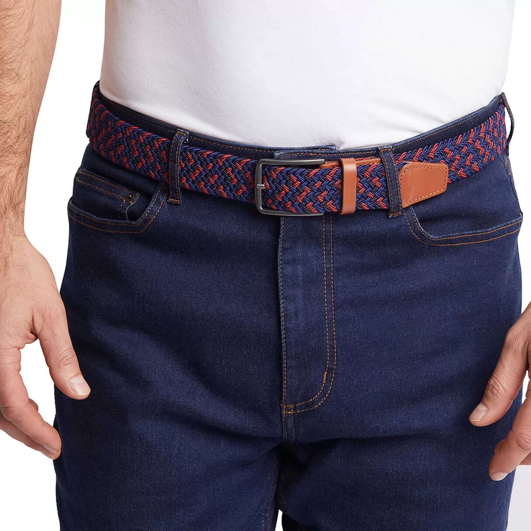 Discount Rohan Men'S Woven Stretch Belt Blue/Coast Red