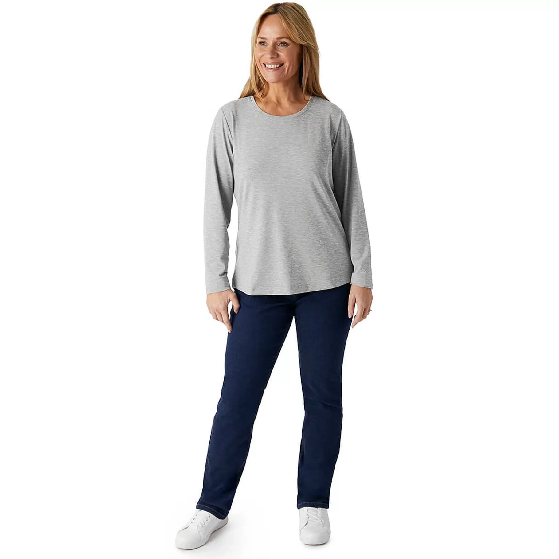 Best Rohan Women'S Basis Long Sleeve T Mid Grey Marl