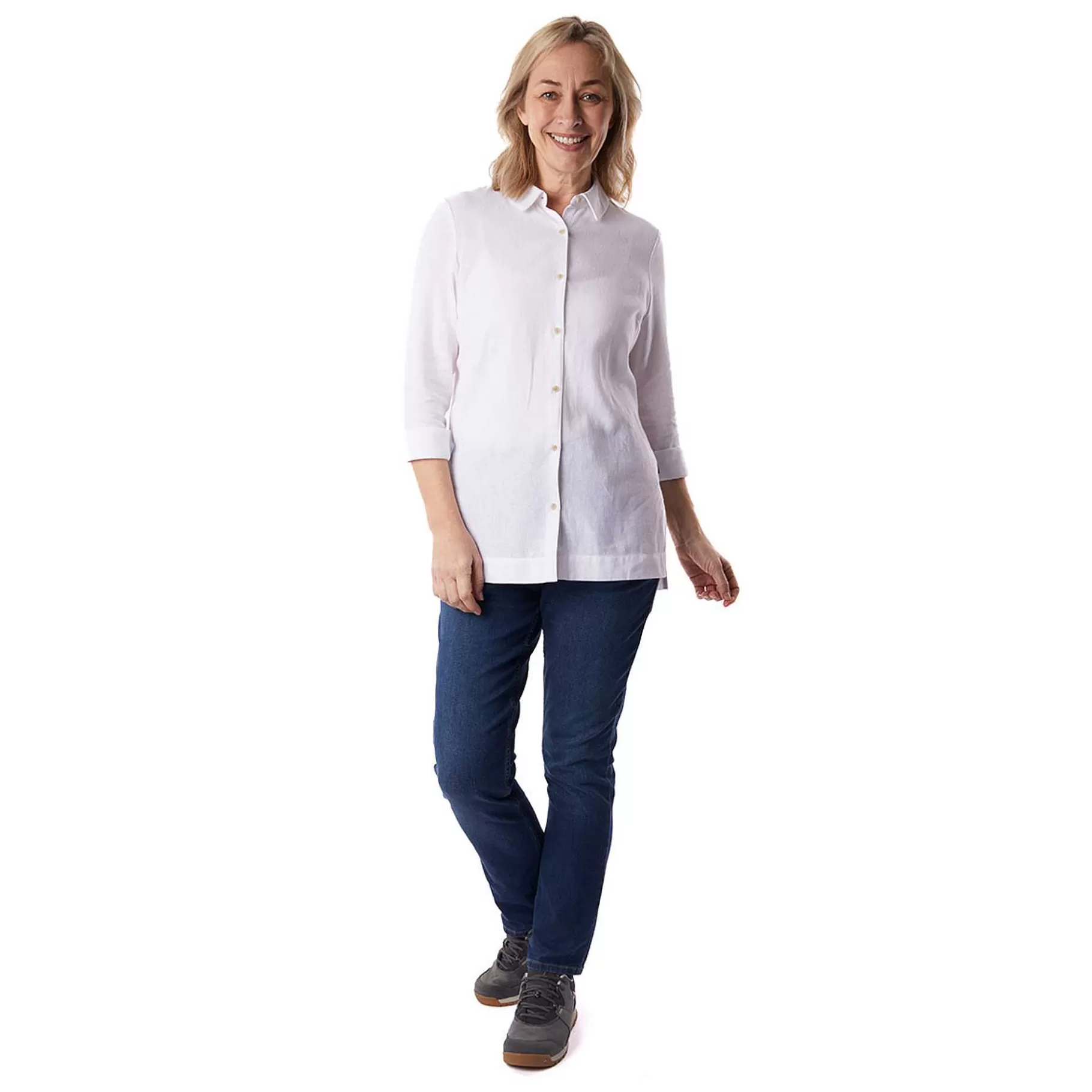 Clearance Rohan Women'S Brisa Linen Long Sleeve Shirt White