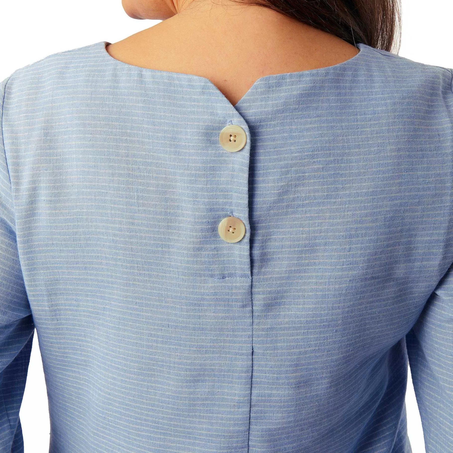Sale Rohan Women'S Brisa Linen Short Sleeve Top Chambray Blue Stripe
