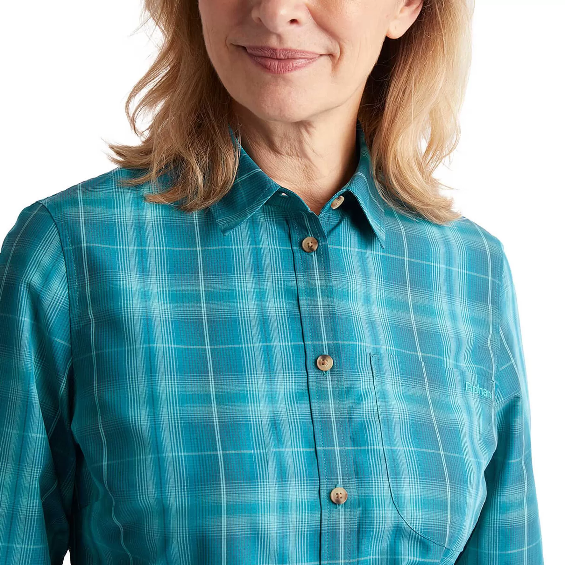 Outlet Rohan Women'S Coast Long Sleeve Shirt Deep Teal/Cove Check