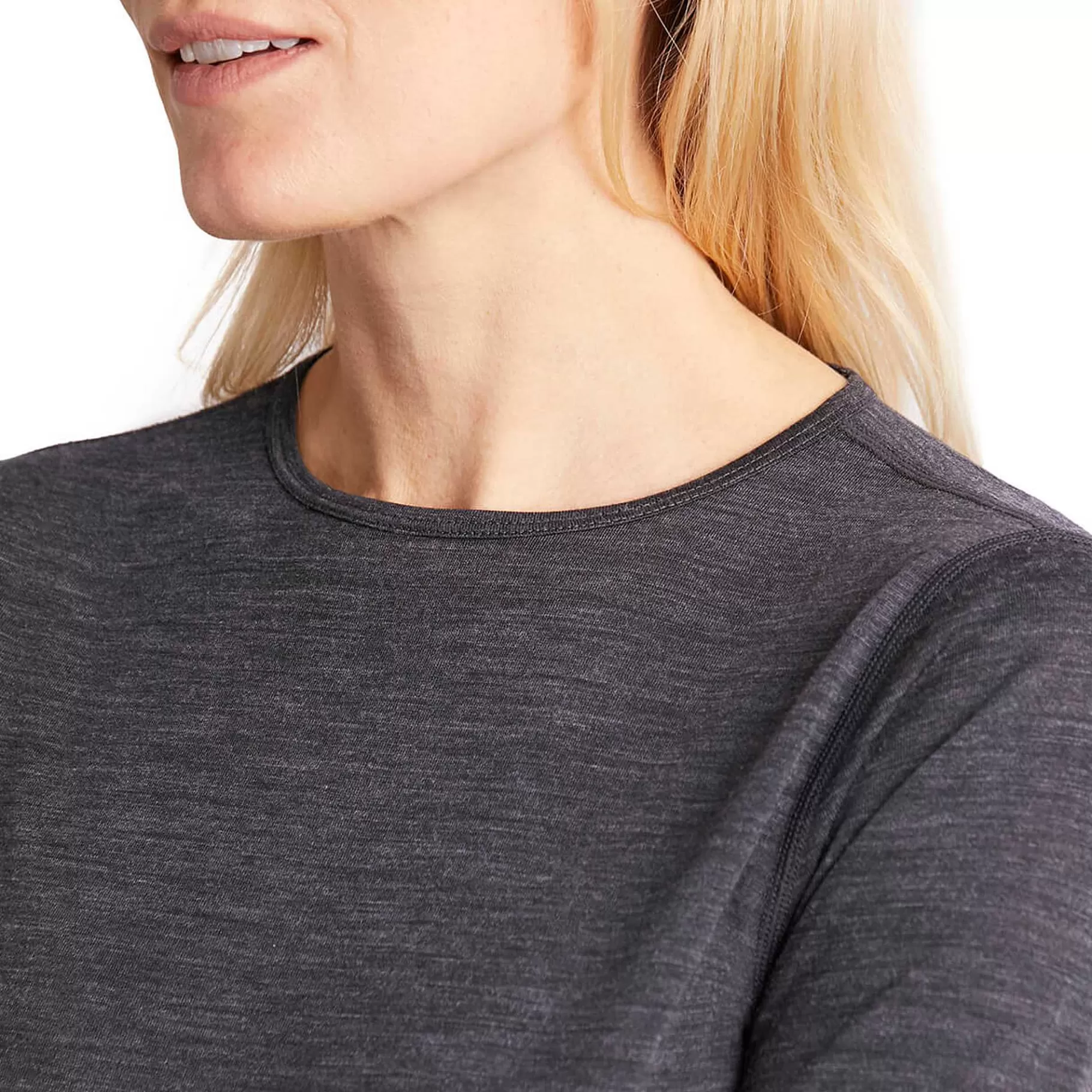 Best Rohan Women'S Merino Union 150 Long Sleeve Crew Dark Charcoal Marl