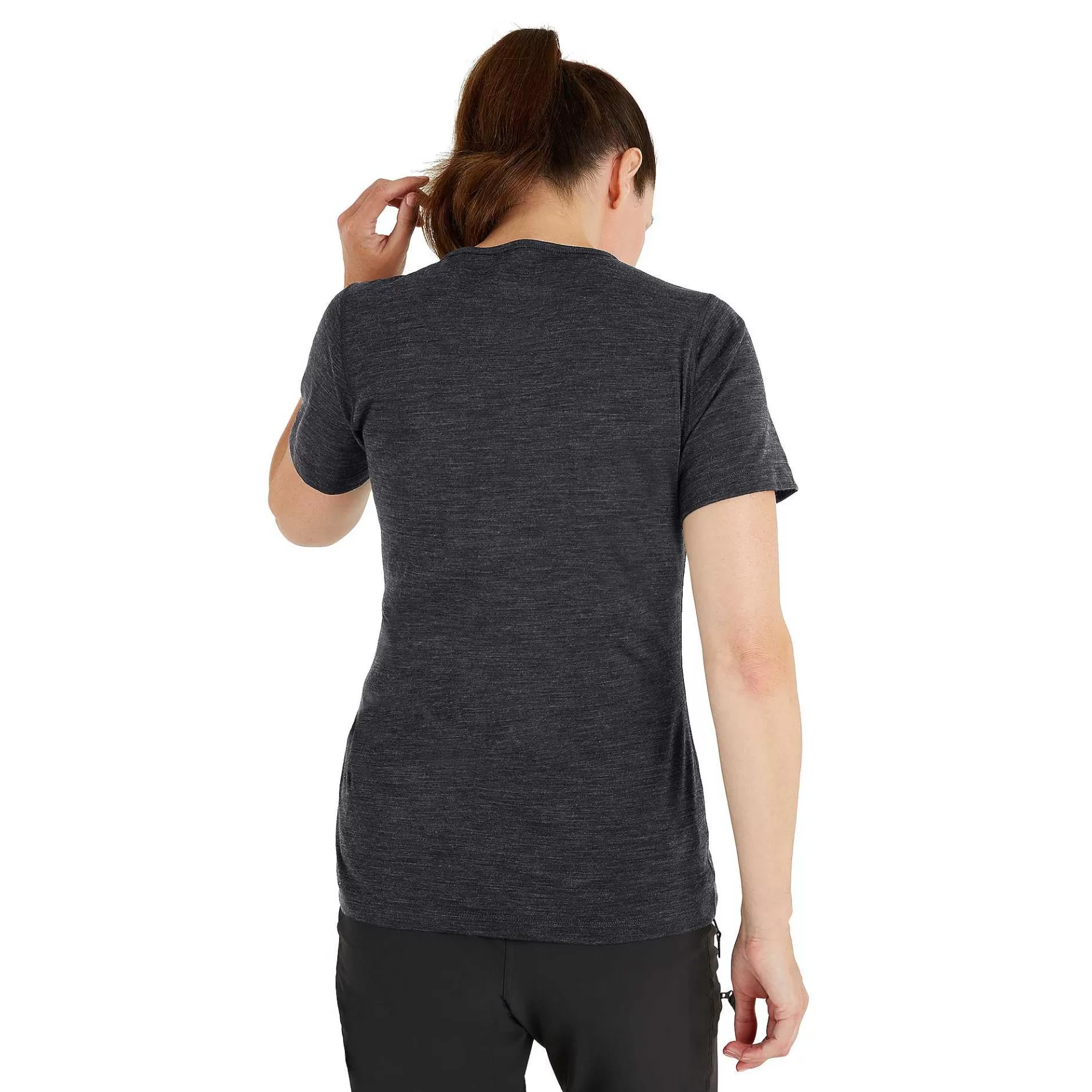 Clearance Rohan Women'S Merino Union 150 Short Sleeve Crew Dark Charcoal Marl
