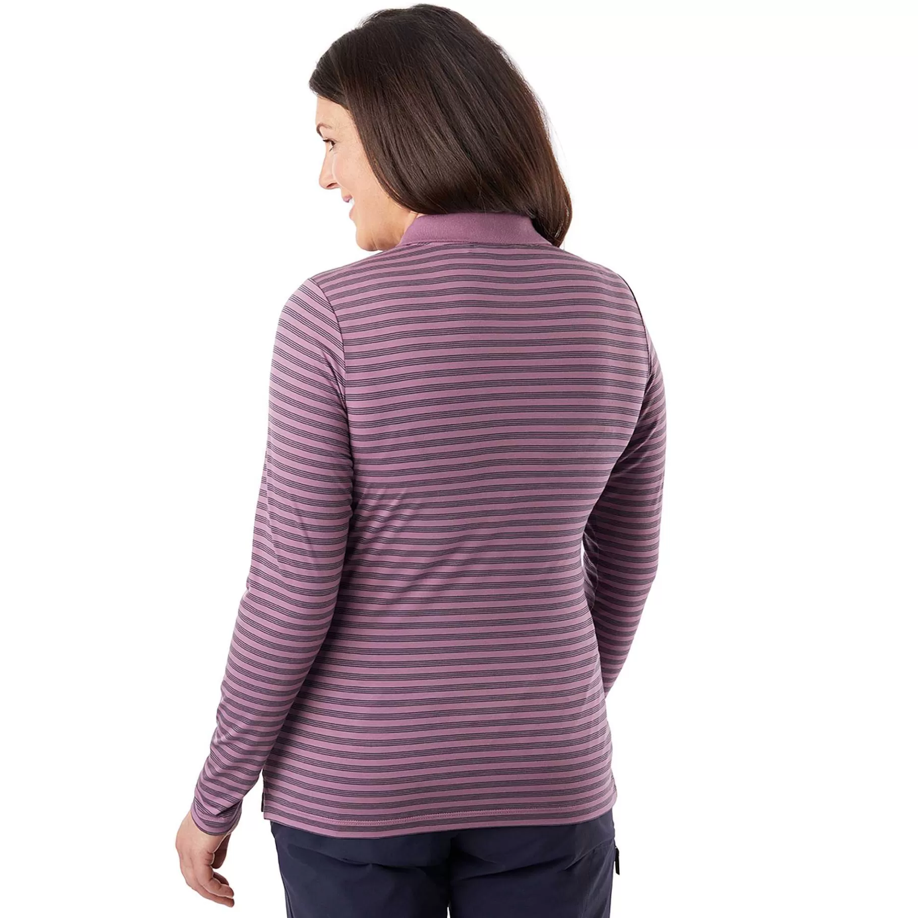 New Rohan Women'S Shoreline Long Sleeve Polo Haze Purple/Navy Stripe