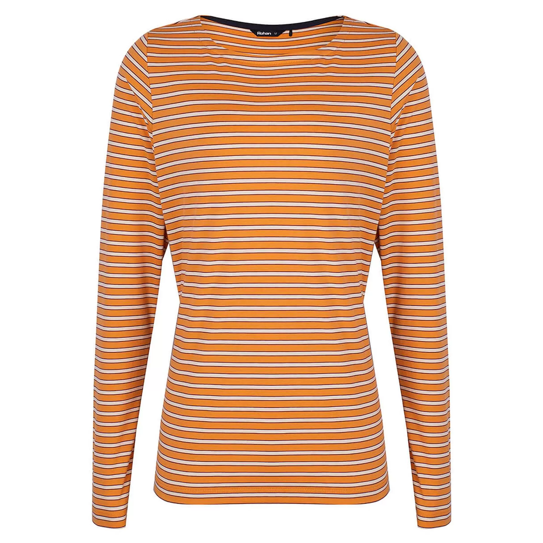 New Rohan Women'S Shoreline Long Sleeve Top Sunset Orange/Ecru Stripe