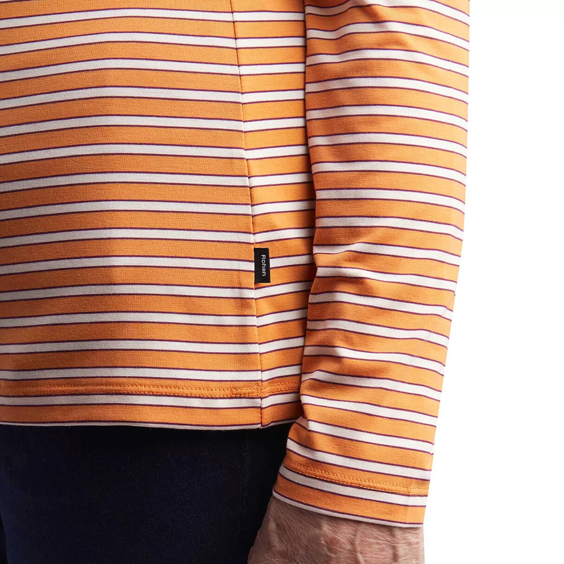 New Rohan Women'S Shoreline Long Sleeve Top Sunset Orange/Ecru Stripe