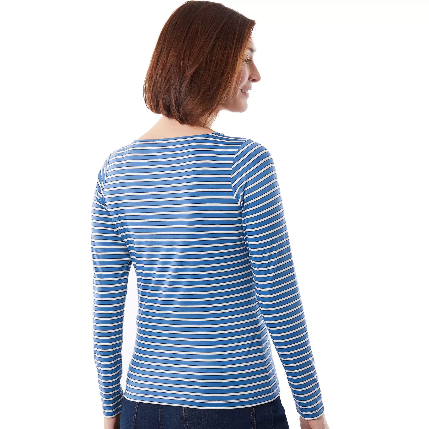 Outlet Rohan Women'S Shoreline Long Sleeve Top Zephyr Blue/French Blue Stripe