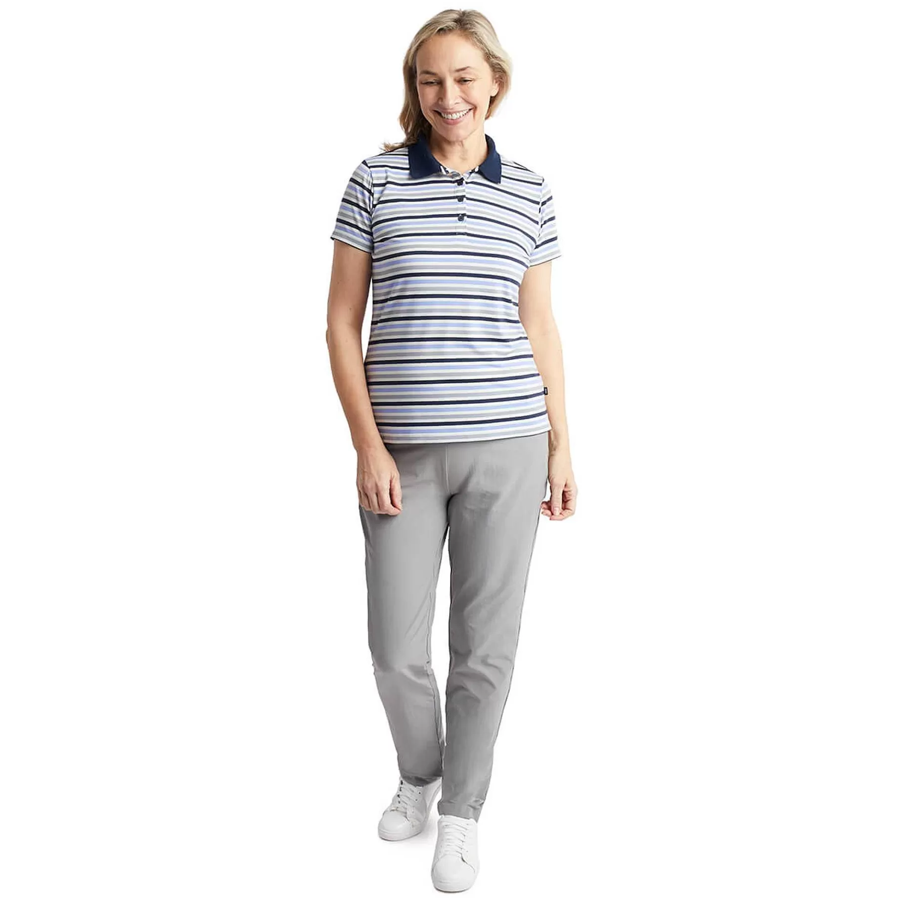 Cheap Rohan Women'S Shoreline Short Sleeve Polo Orchid Lilac/Grey Stripe