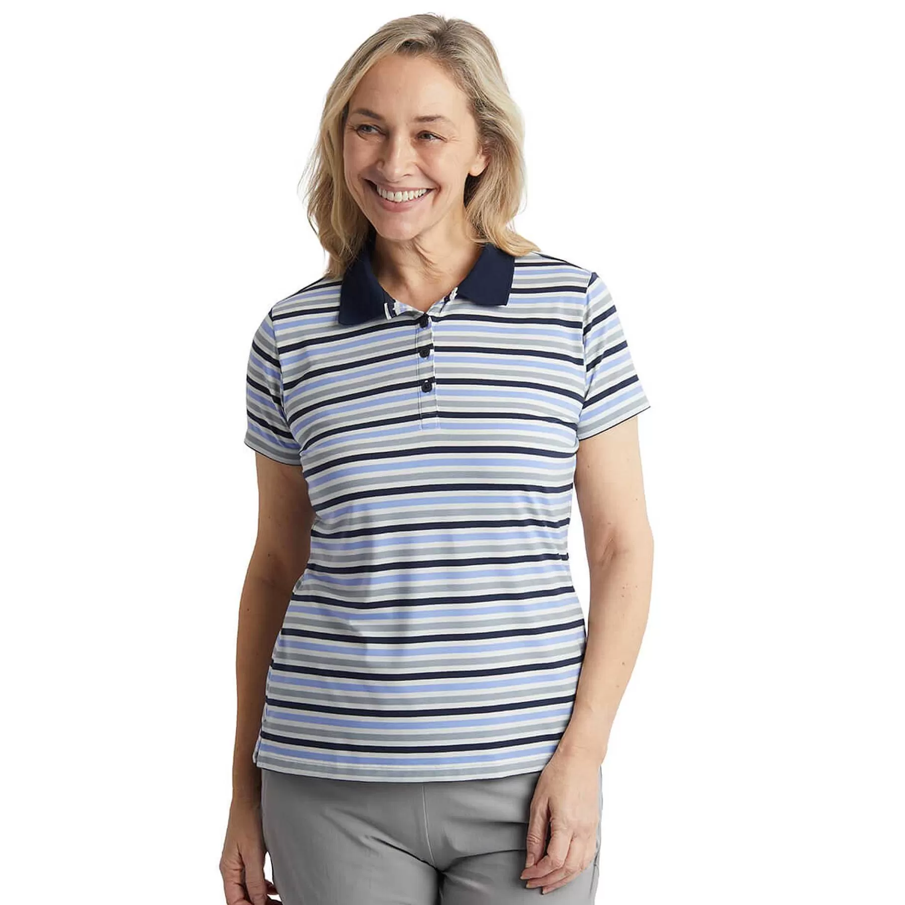 Cheap Rohan Women'S Shoreline Short Sleeve Polo Orchid Lilac/Grey Stripe