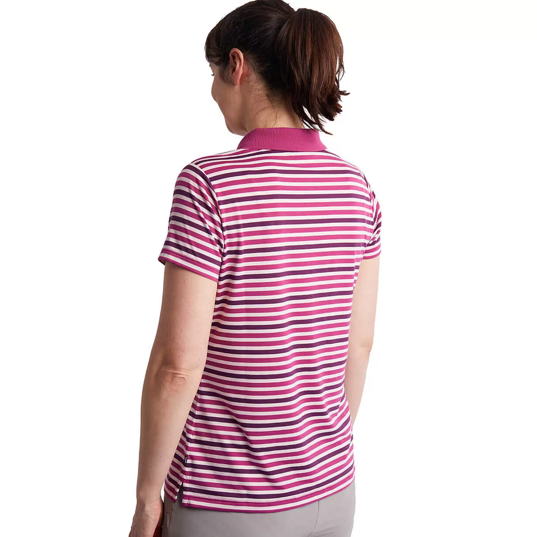 Outlet Rohan Women'S Shoreline Short Sleeve Polo Raspberry Pink/Purple Stripe