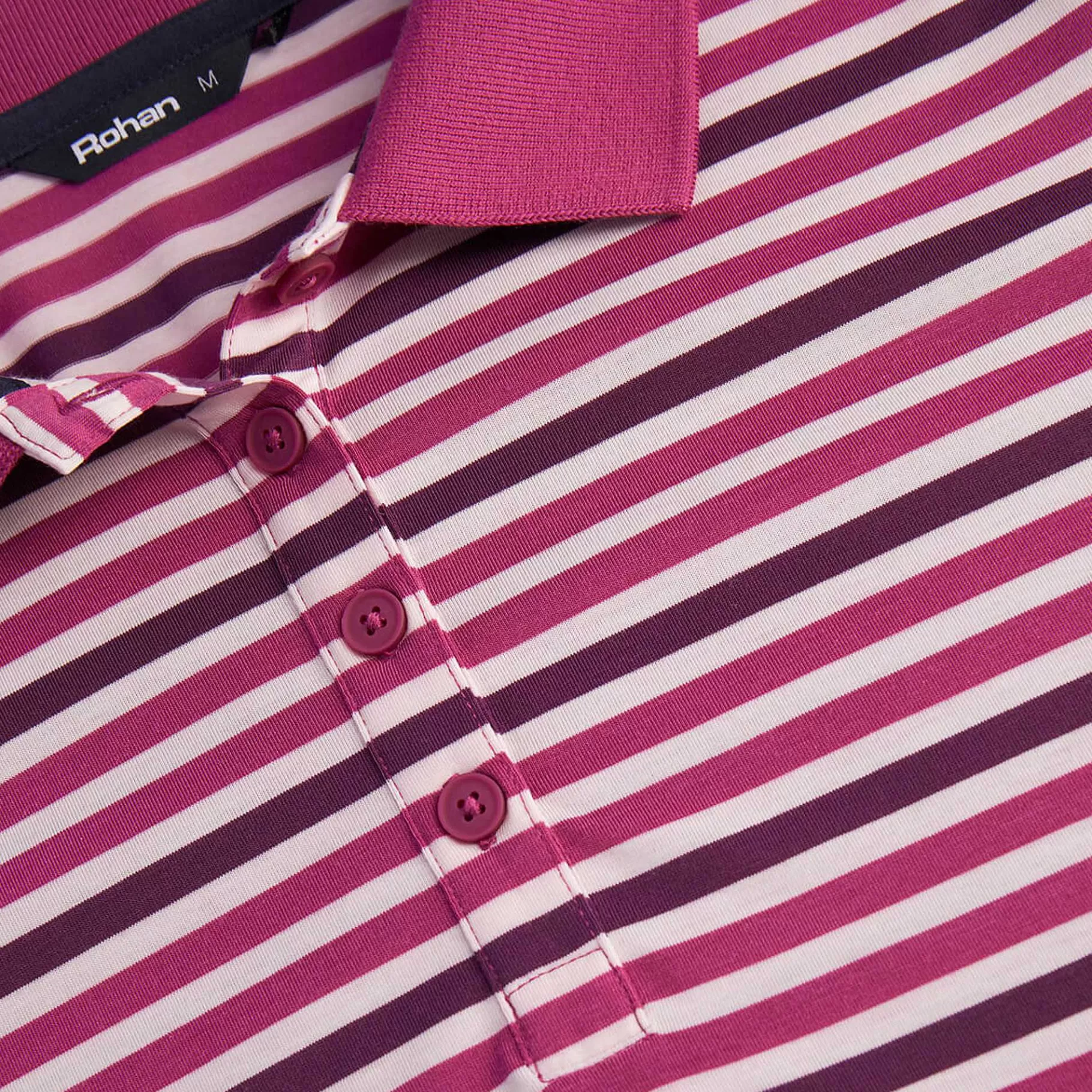 Outlet Rohan Women'S Shoreline Short Sleeve Polo Raspberry Pink/Purple Stripe