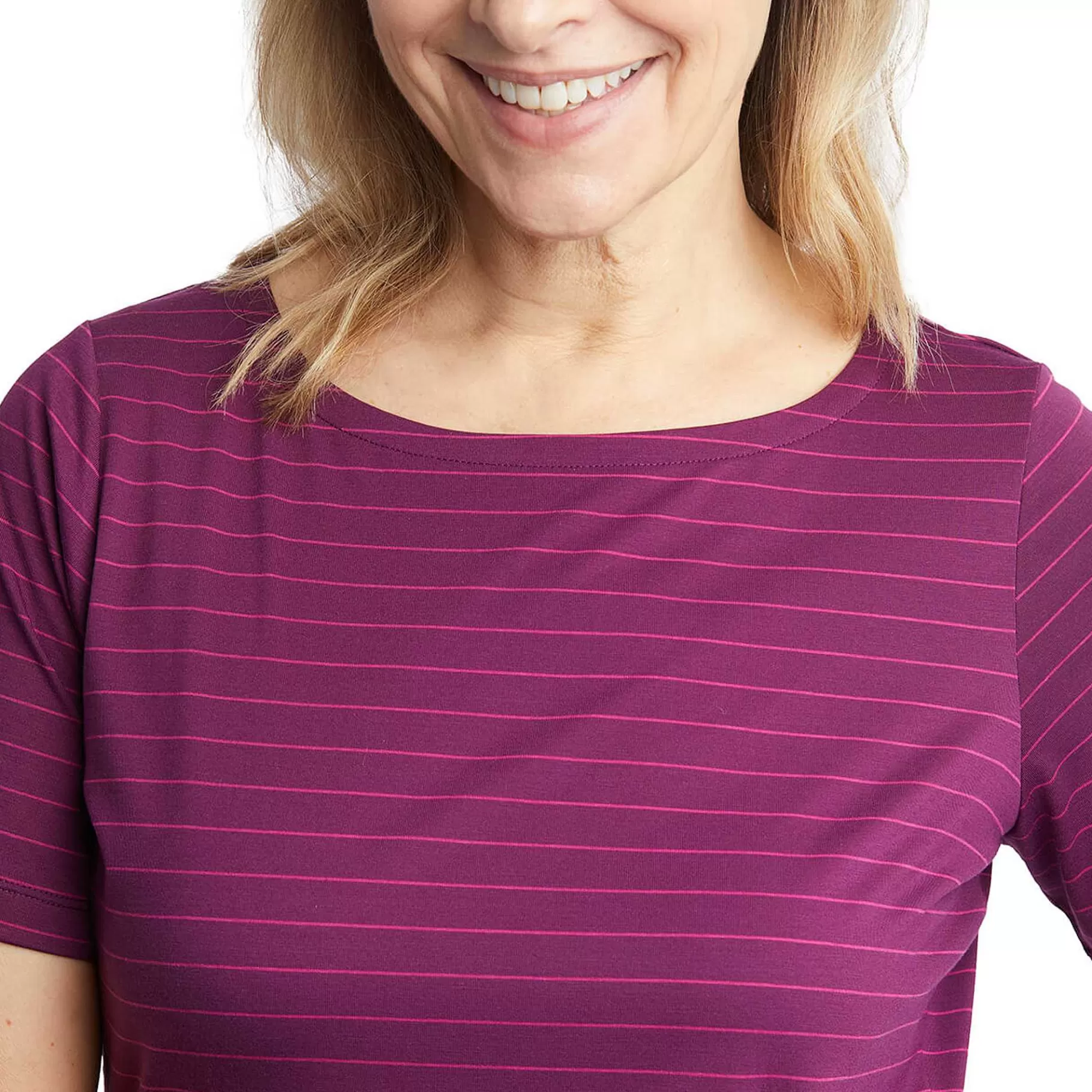 Fashion Rohan Women'S Shoreline Short Sleeve Top Plum Purple/Pink Stripe