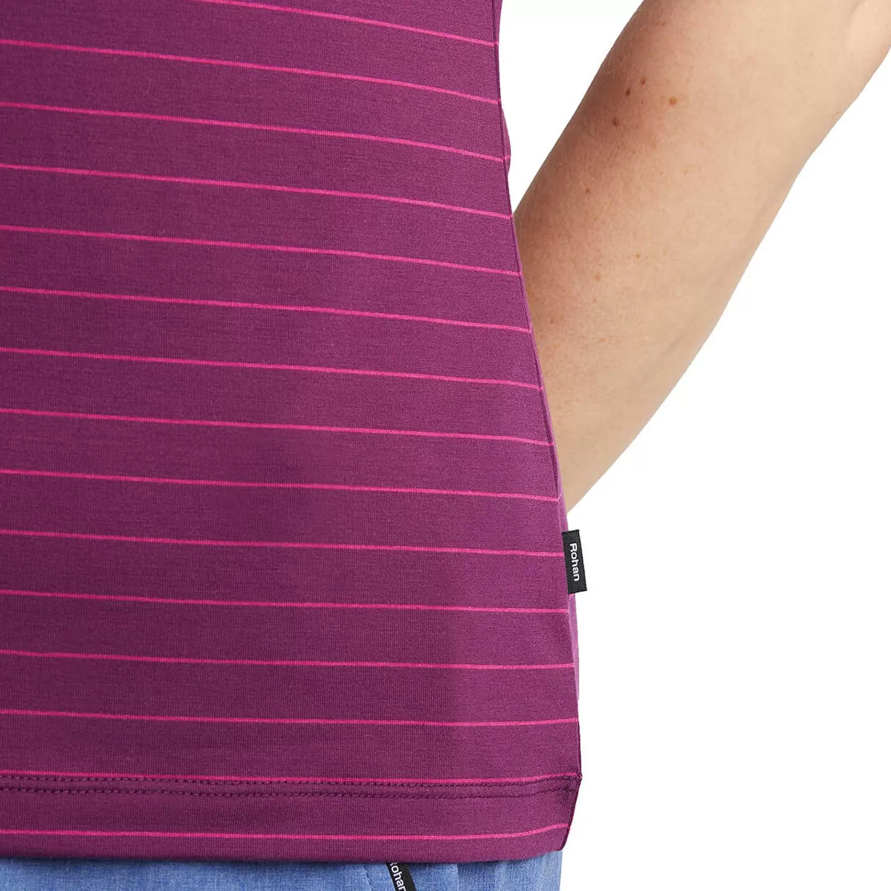 Fashion Rohan Women'S Shoreline Short Sleeve Top Plum Purple/Pink Stripe